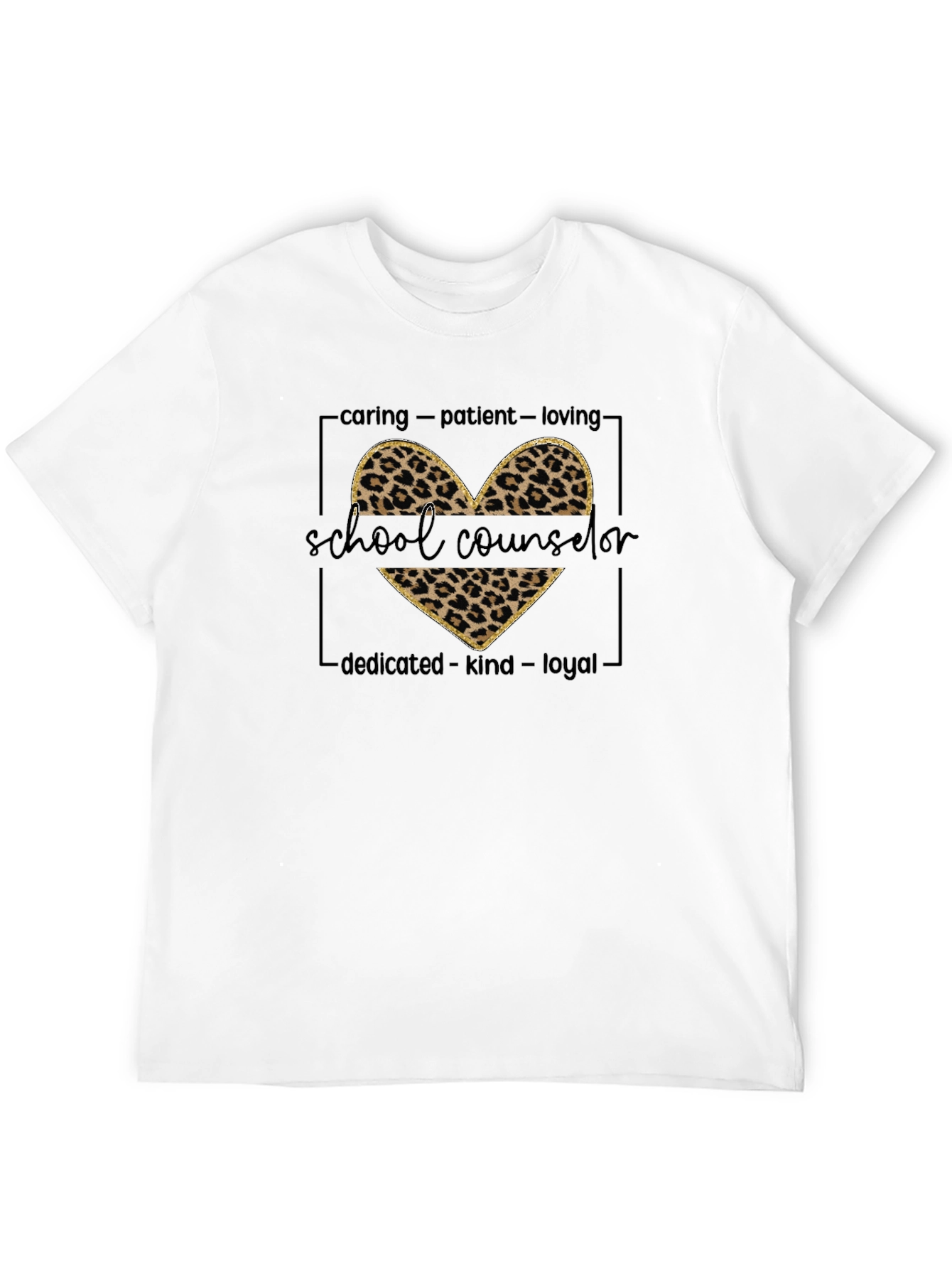 School Counselor Leopard Heart T-Shirt