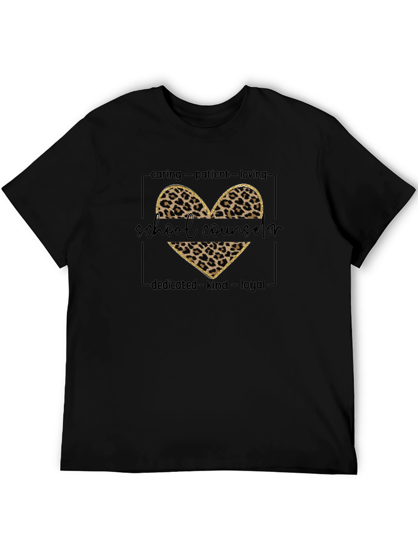 School Counselor Leopard Heart T-Shirt