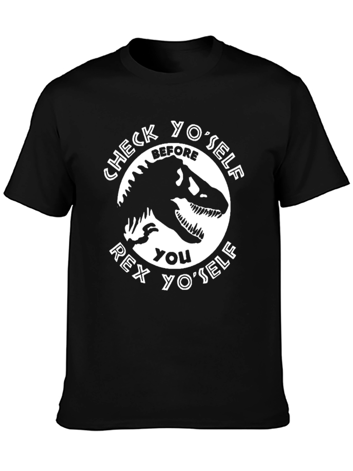 Check Yoself Rex Yoself Black T-Shirt