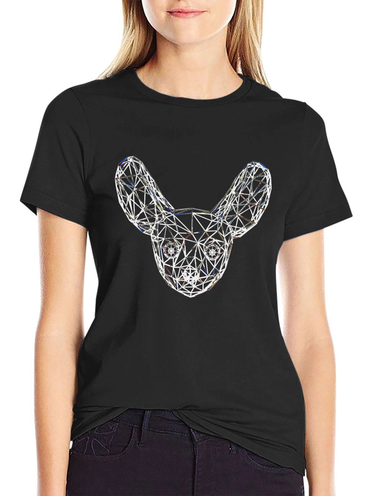 Geometric Dog Head Black T-Shirt