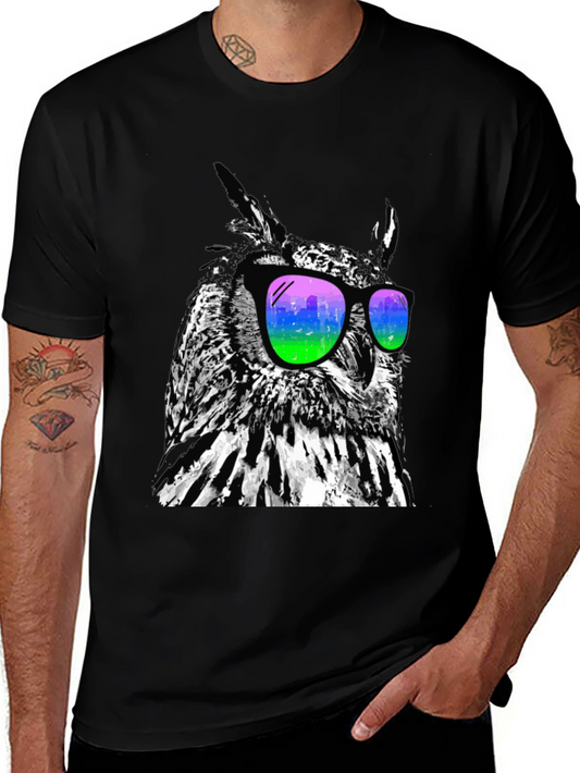 Cool Owl Graphic Tee - Black T-Shirt with Funky Owl Design