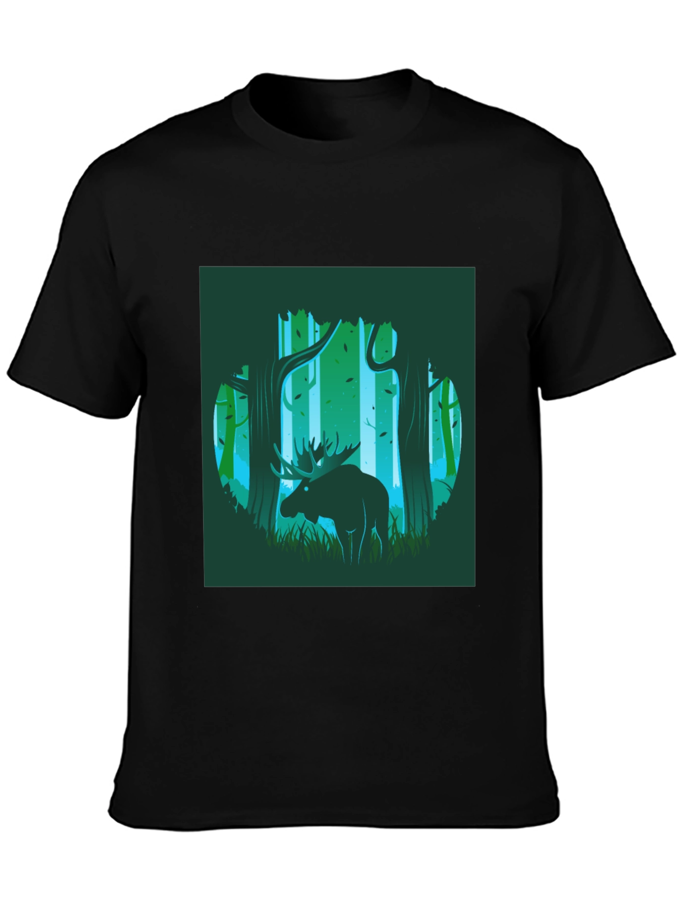 Moose in Forest Graphic Print T-Shirt