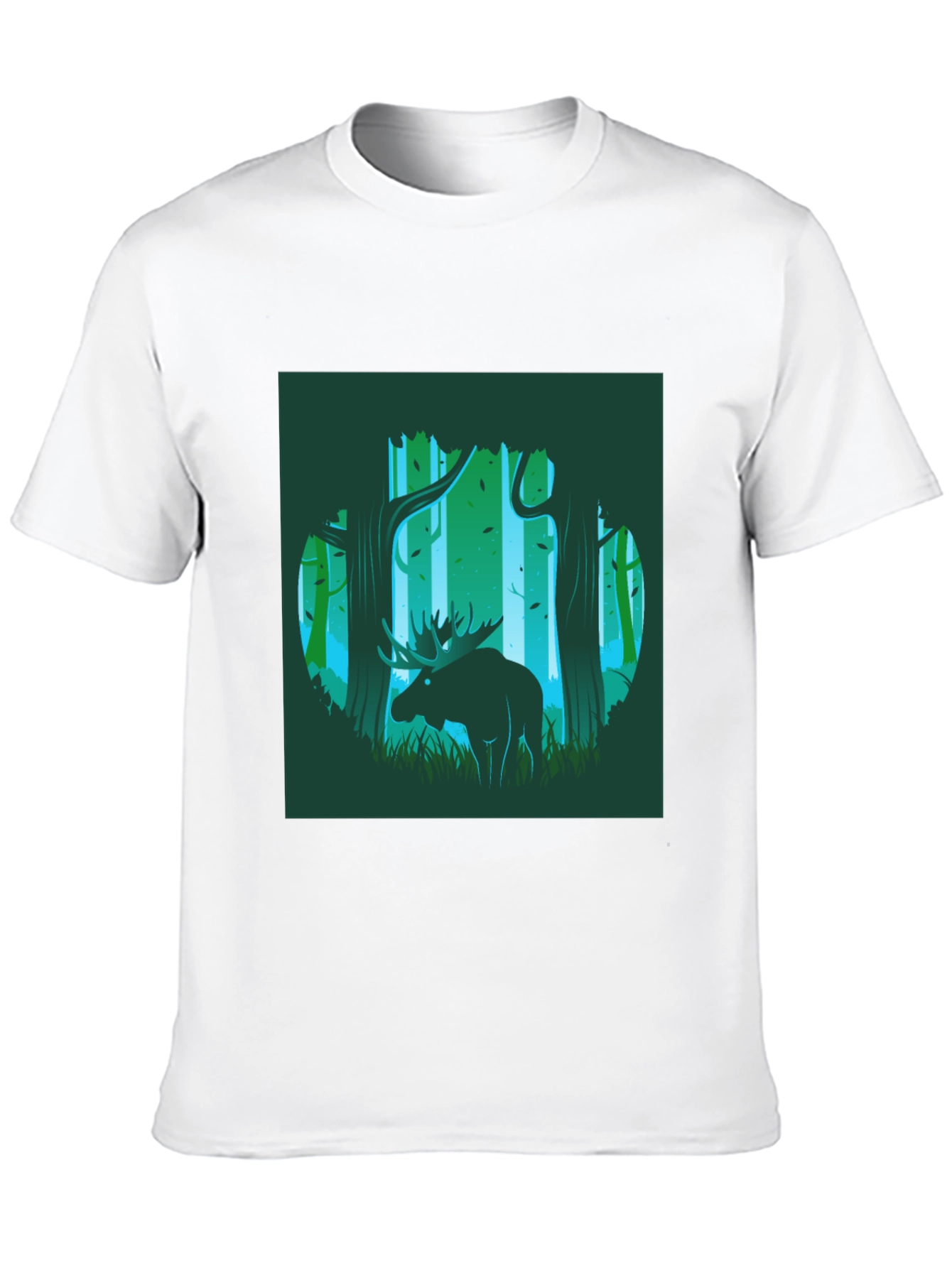 Moose in Forest Graphic Print T-Shirt
