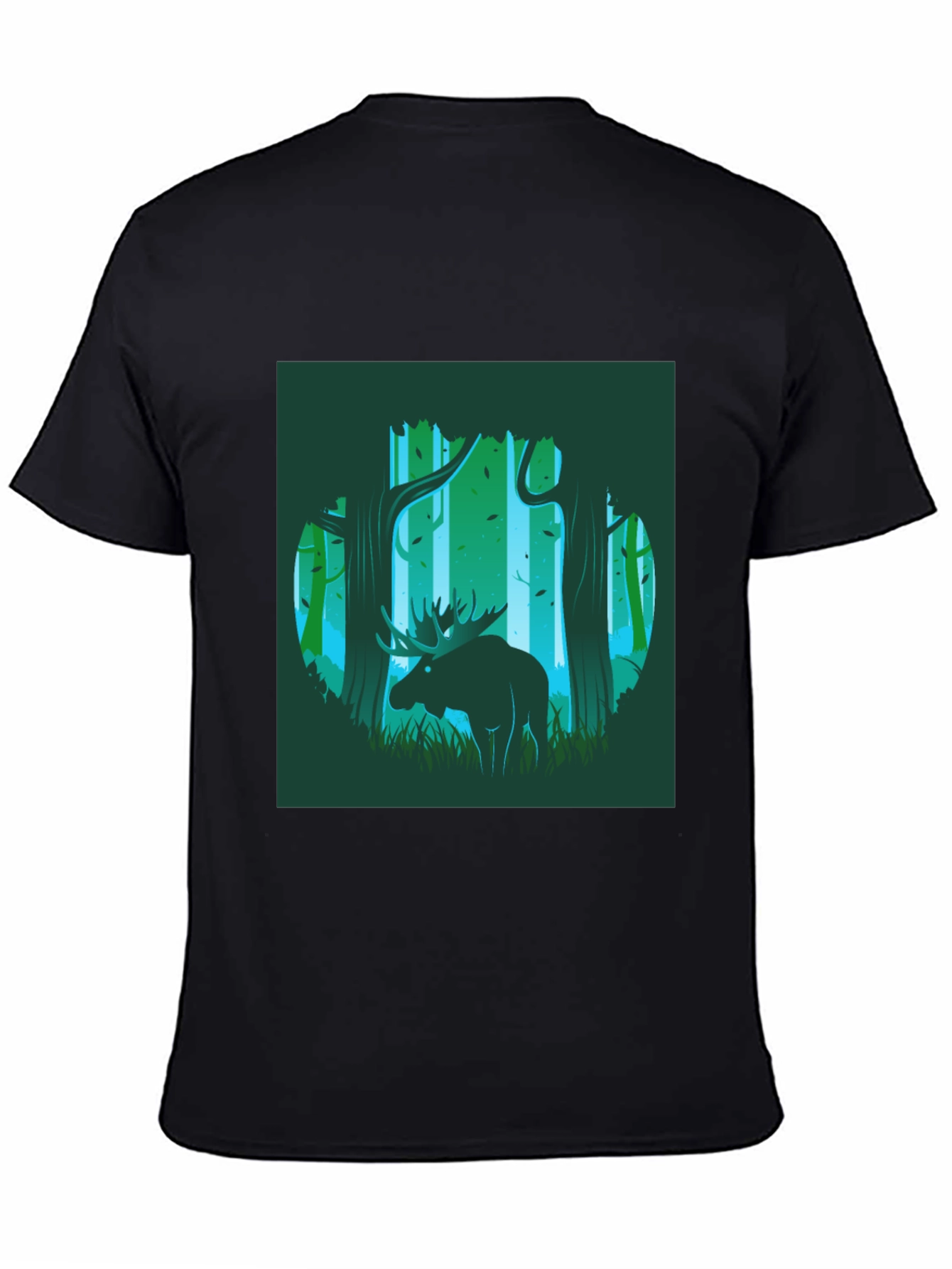 Moose in Forest Graphic Print T-Shirt