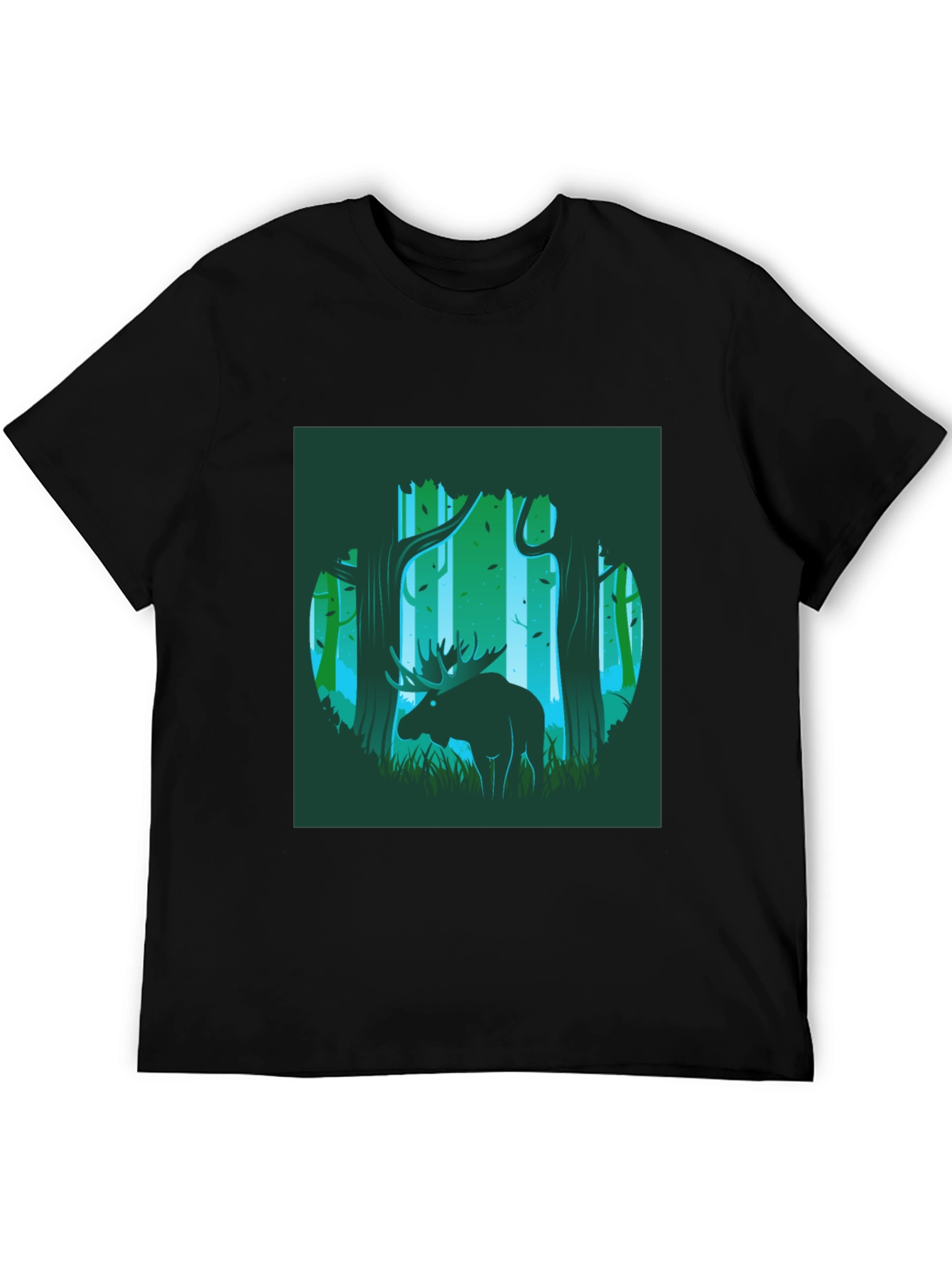 Moose in Forest Graphic Print T-Shirt