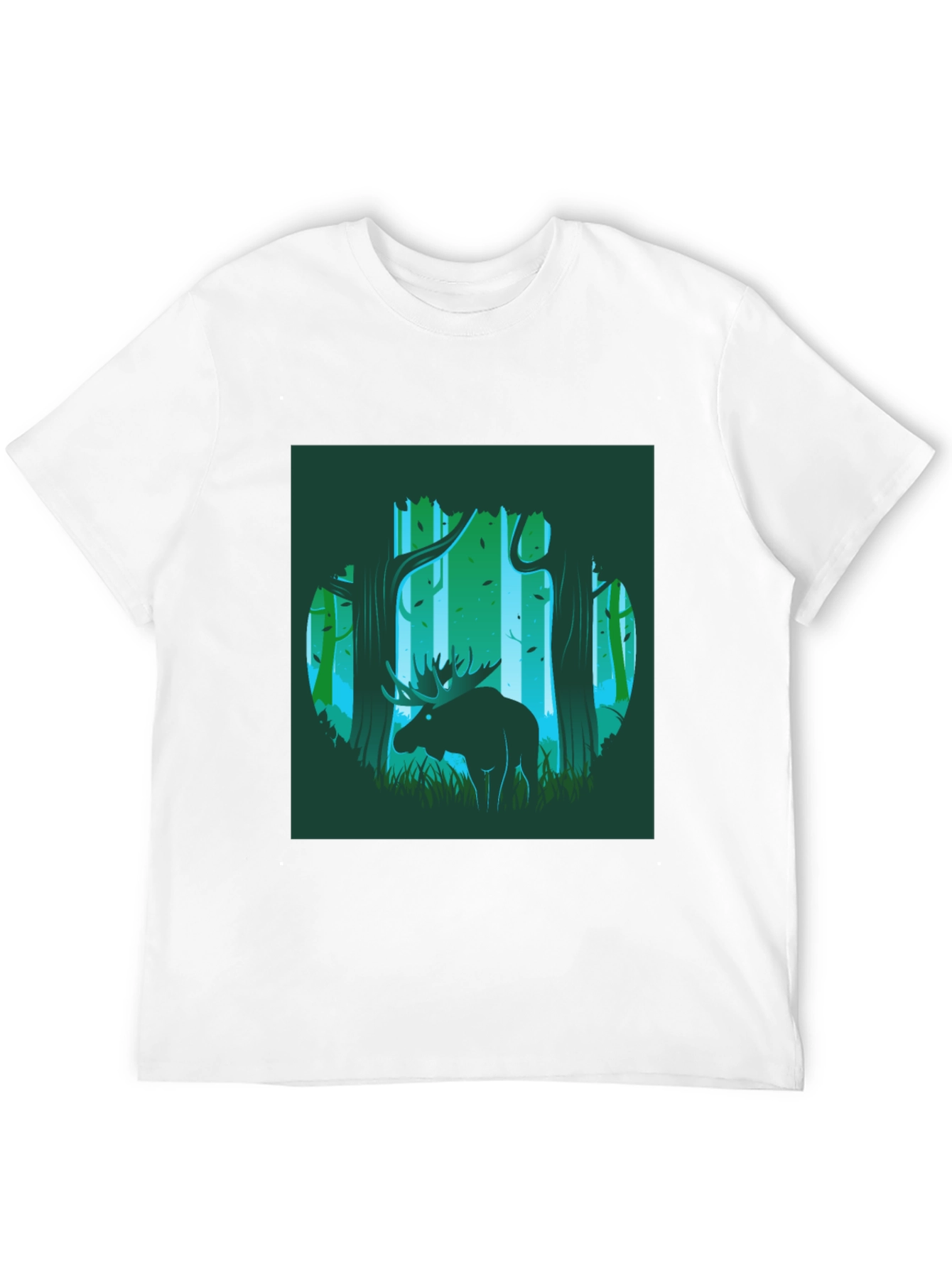 Moose in Forest Graphic Print T-Shirt