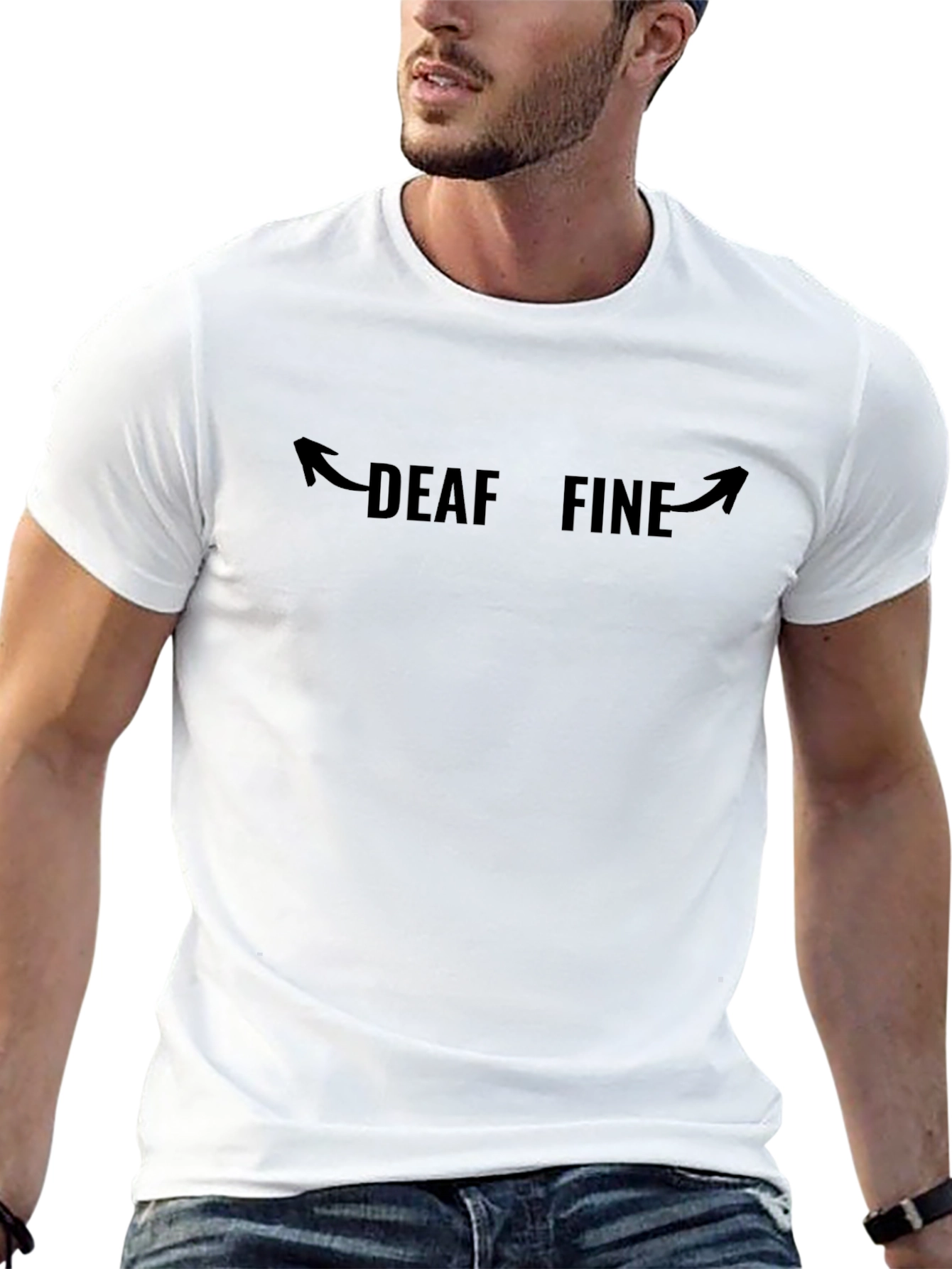 Deaf Fine Graphic Tee - Black Cotton Comfort