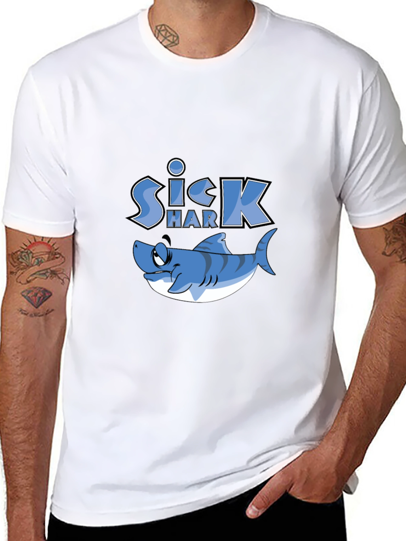 Sick Shark Graphic Print T-Shirt