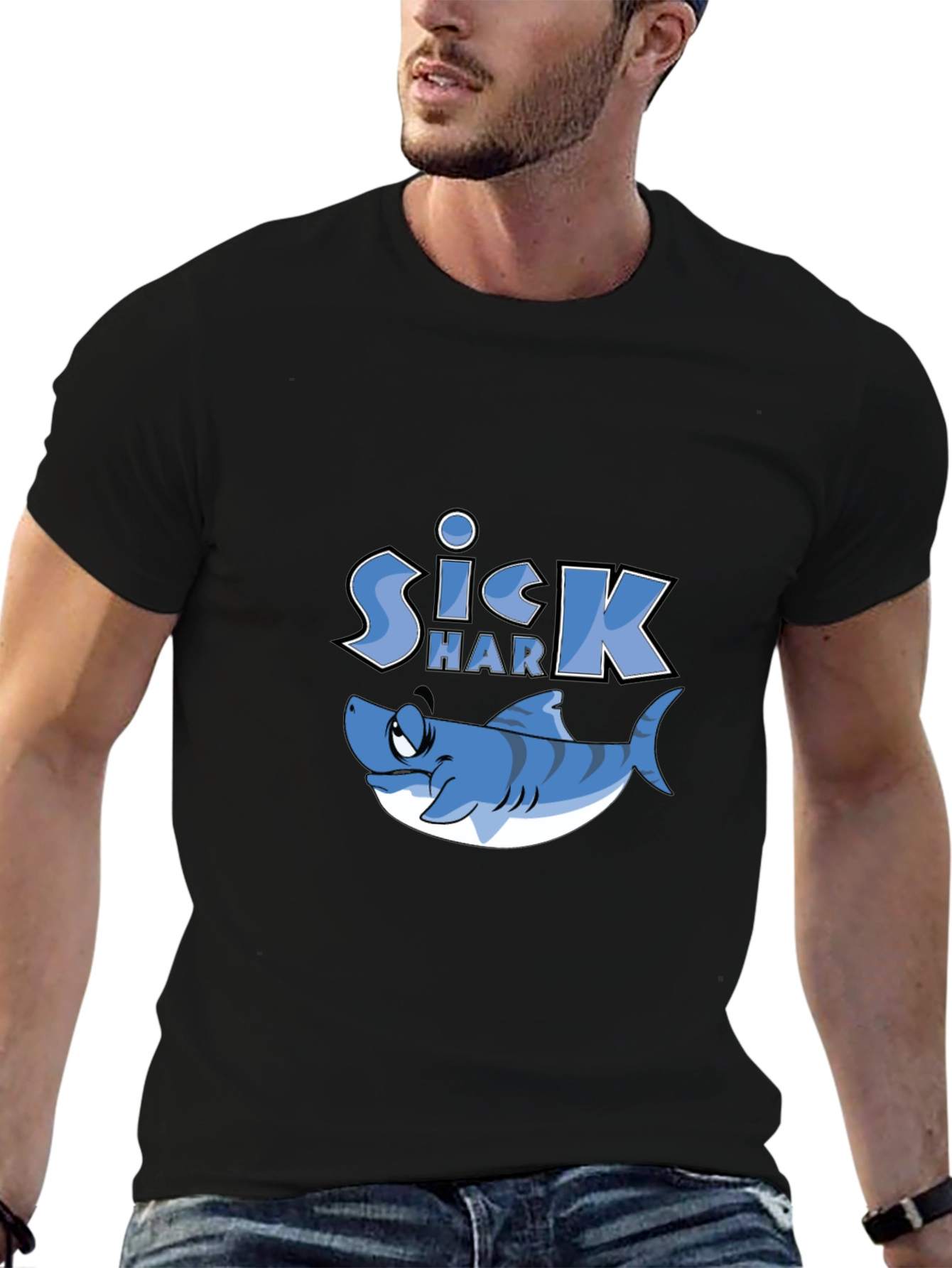 Sick Shark Graphic Print T-Shirt