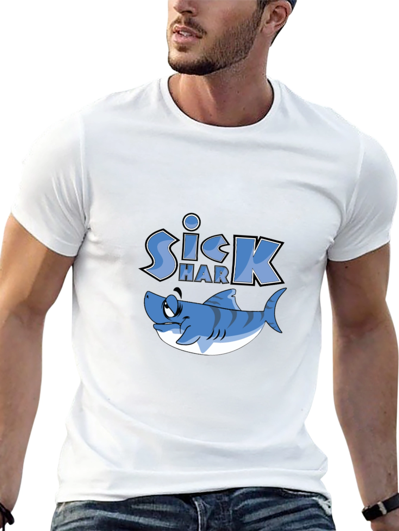 Sick Shark Graphic Print T-Shirt