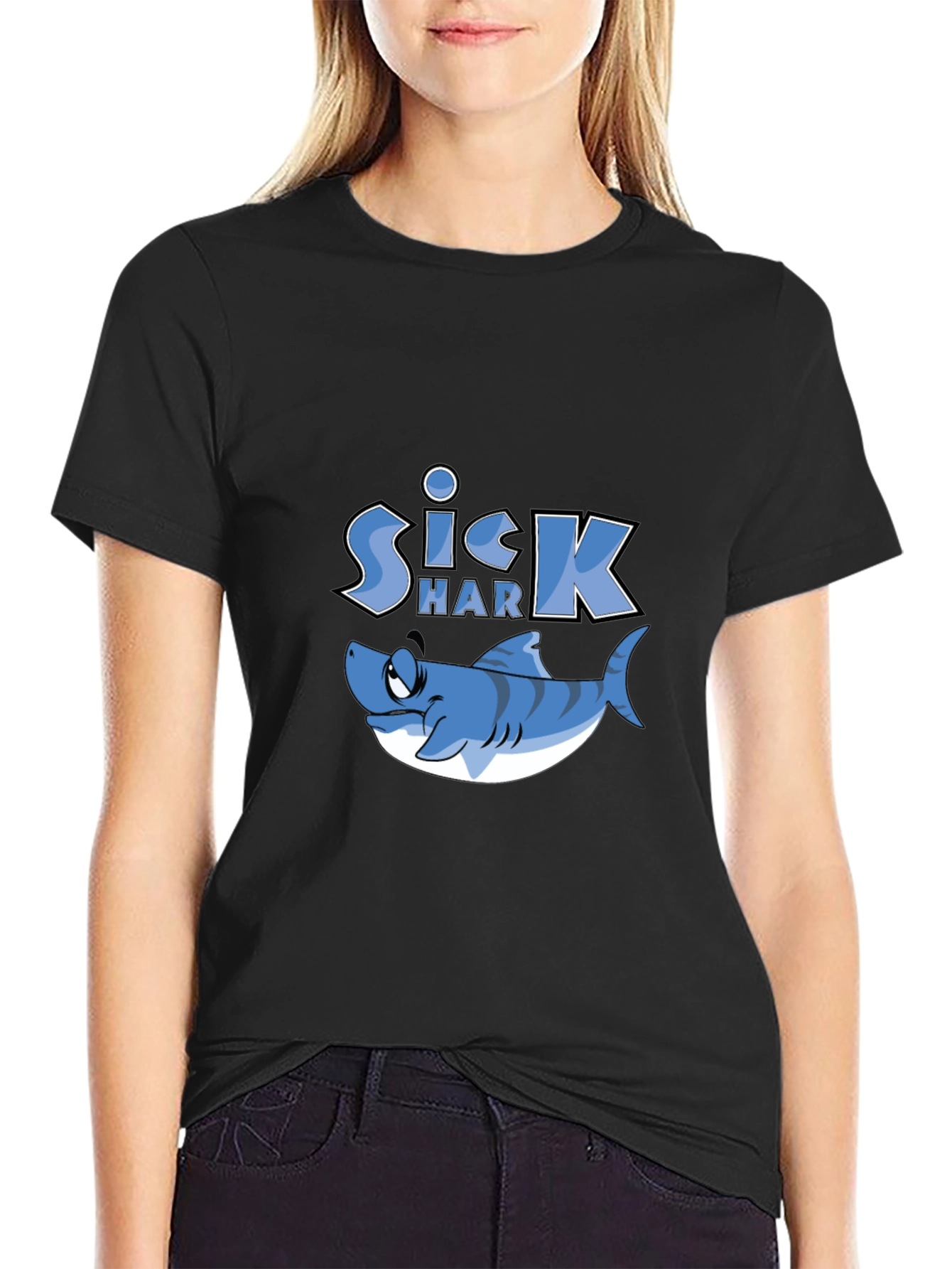 Sick Shark Graphic Print T-Shirt