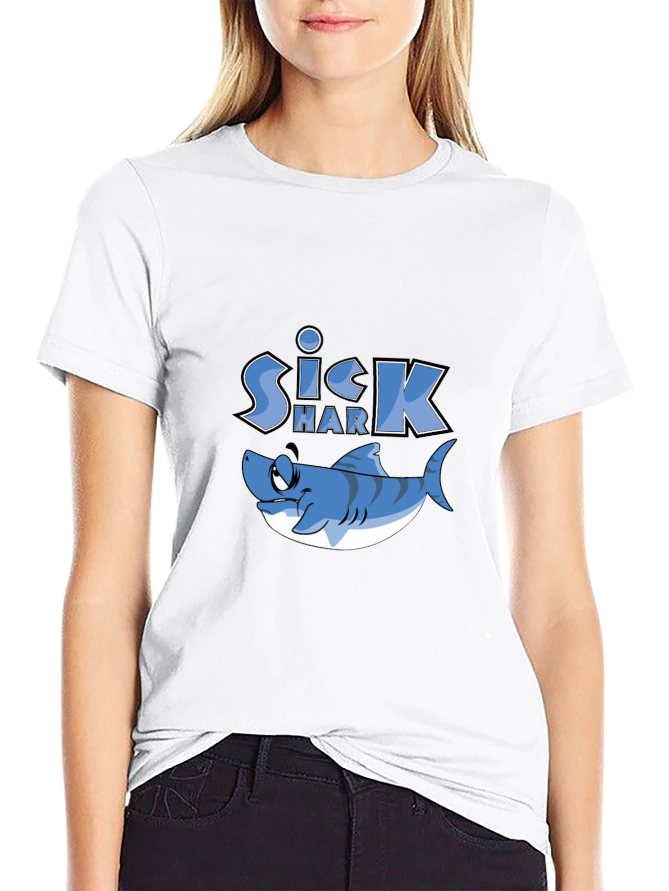Sick Shark Graphic Print T-Shirt