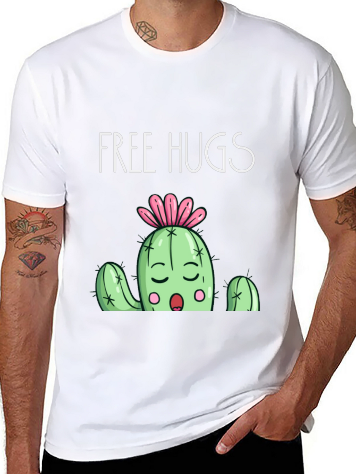 Free Hugs Cactus Graphic T-Shirt