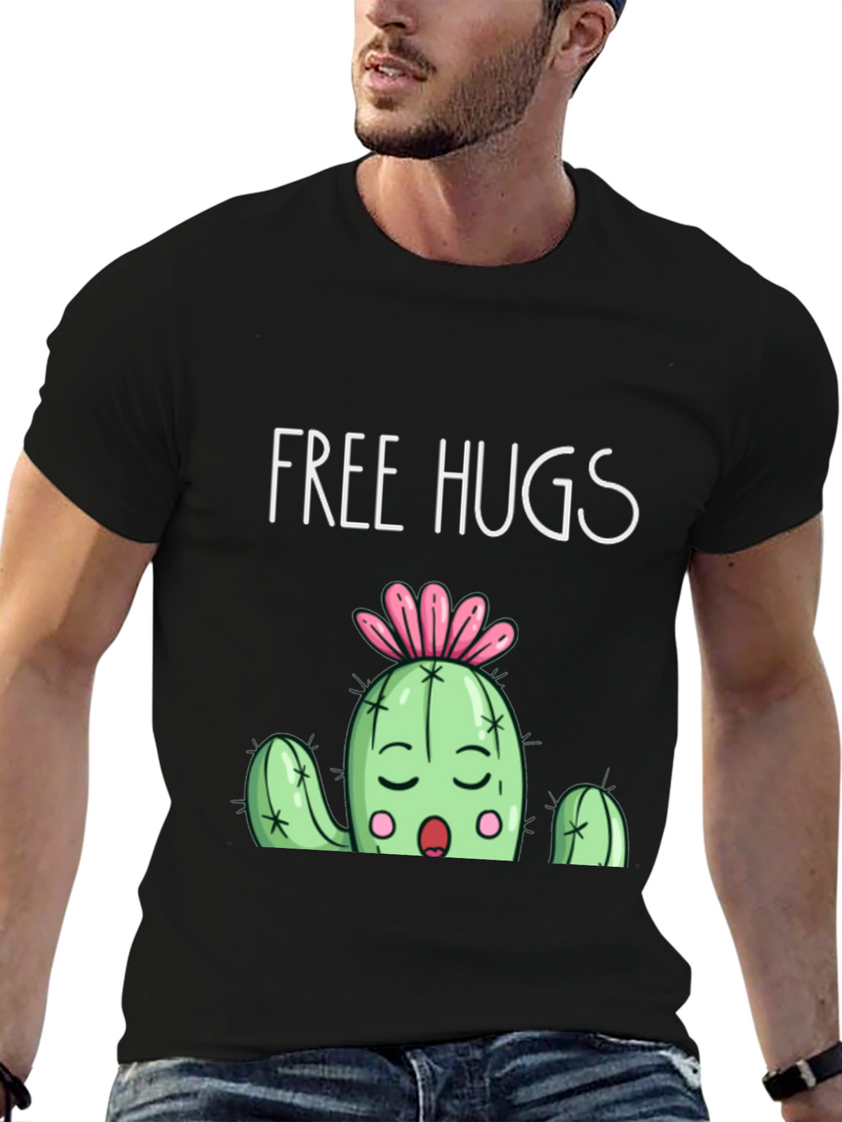 Free Hugs Cactus Graphic T-Shirt
