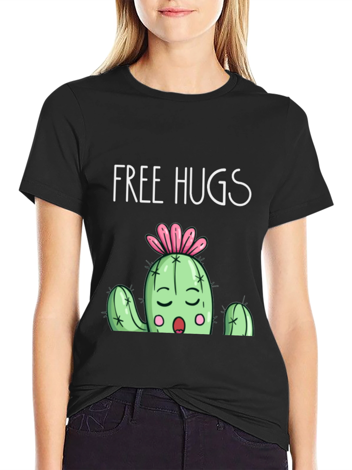 Free Hugs Cactus Graphic T-Shirt