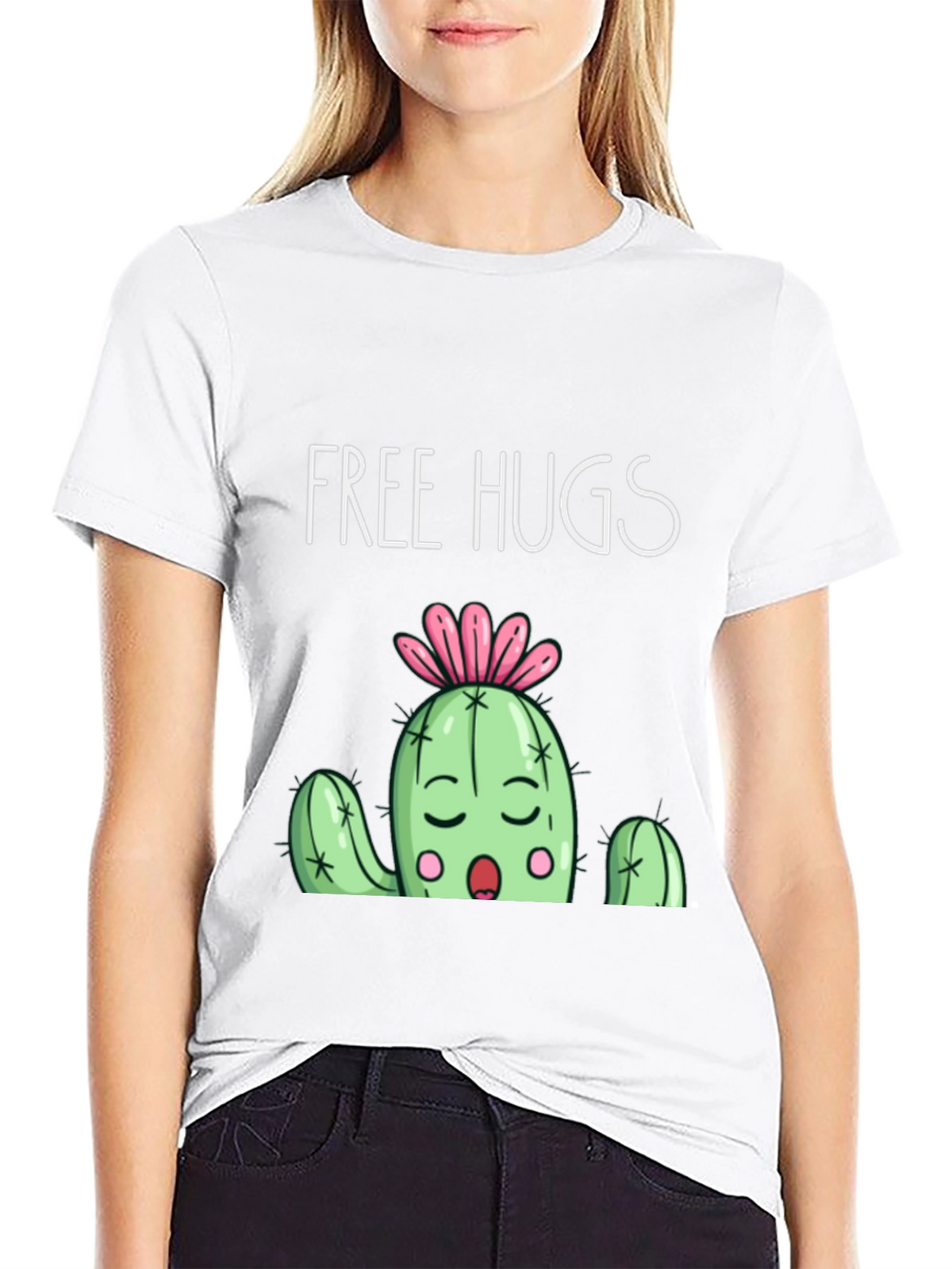 Free Hugs Cactus Graphic T-Shirt