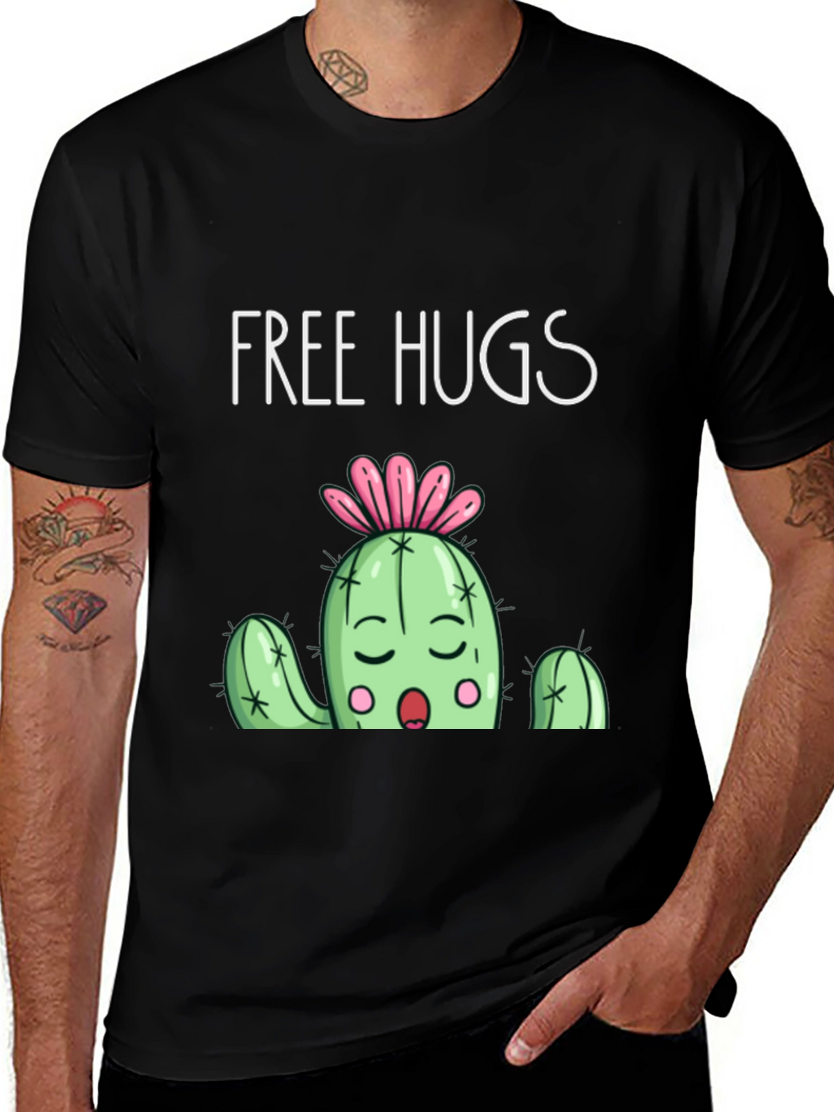 Free Hugs Cactus Graphic T-Shirt