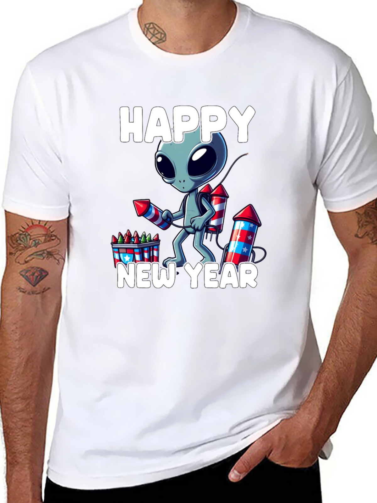 Happy New Year Alien Graphic Tee
