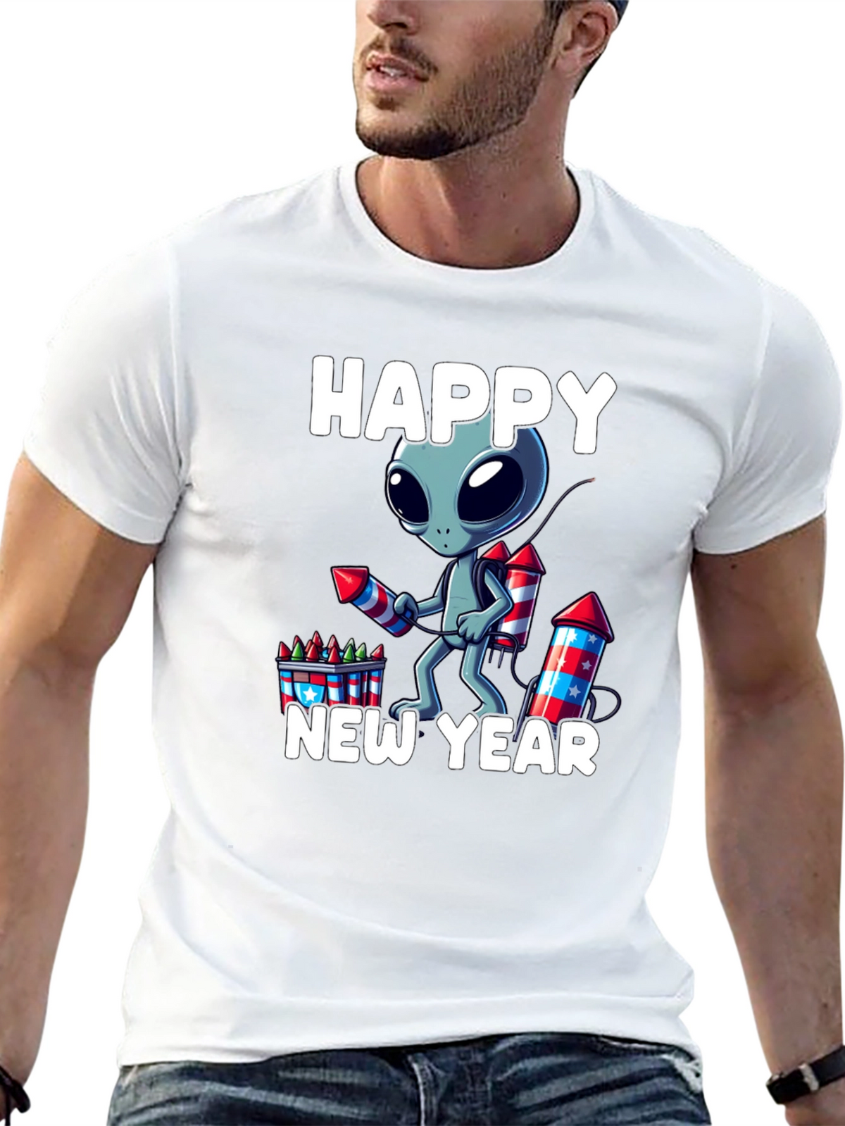 Happy New Year Alien Graphic Tee