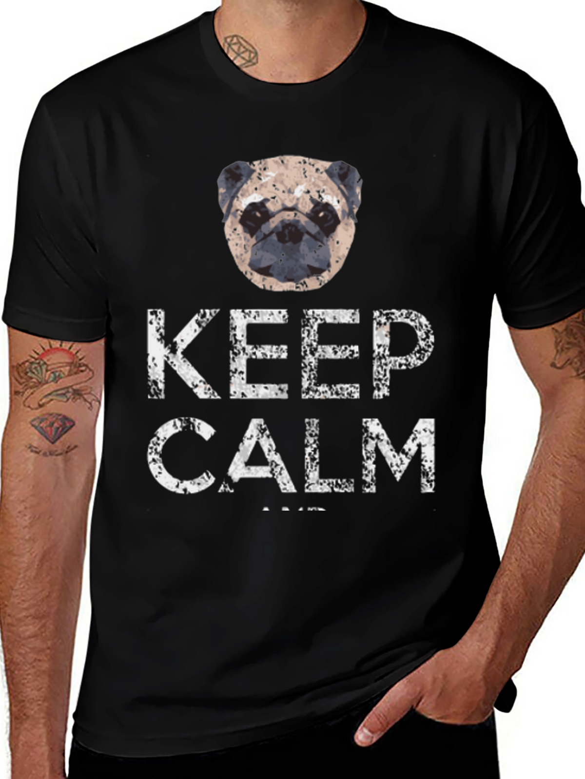 Keep Calm Pug T-Shirt | Novelty Graphic Tee