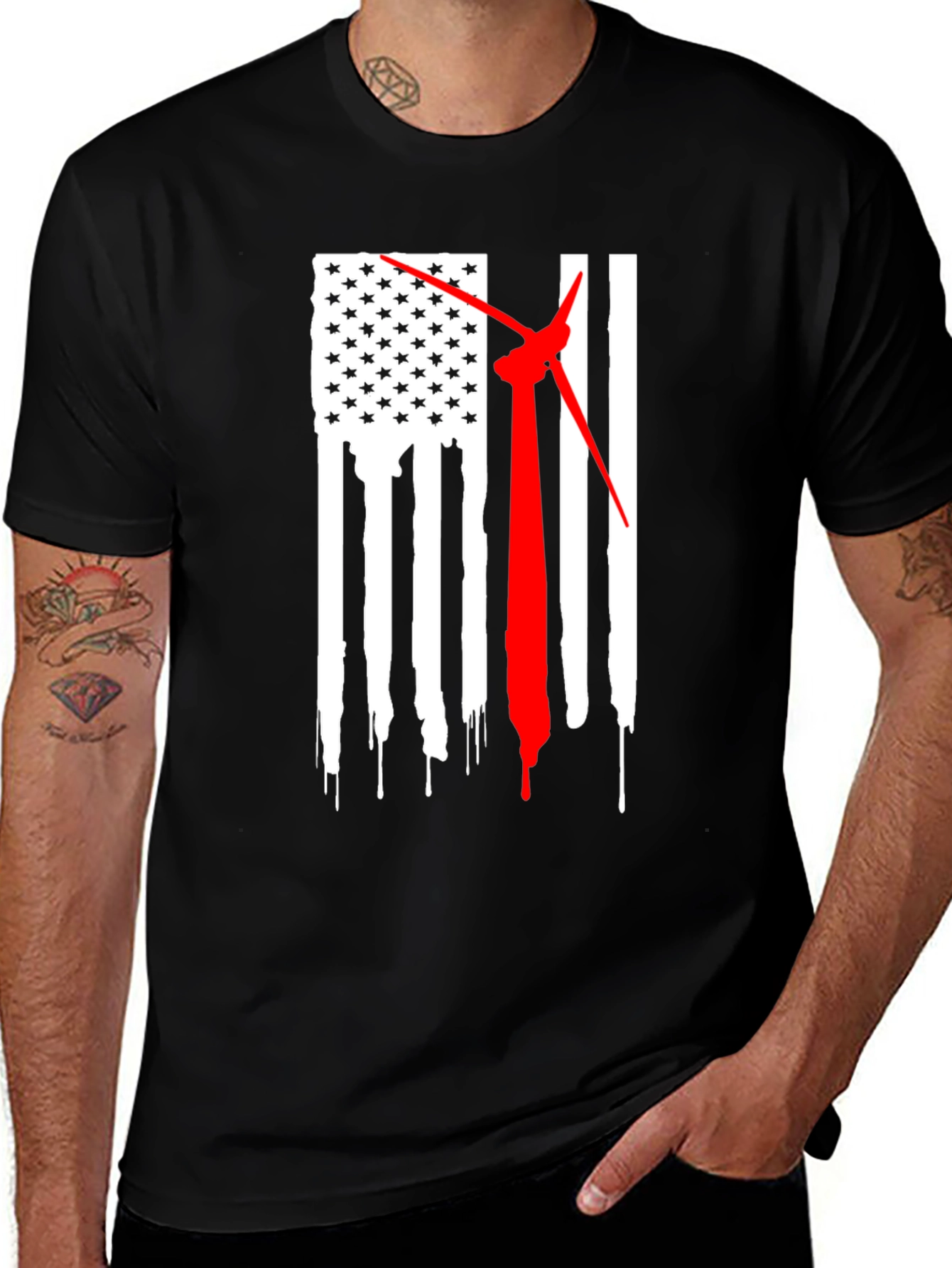 Wind Turbine American Flag T-Shirt
