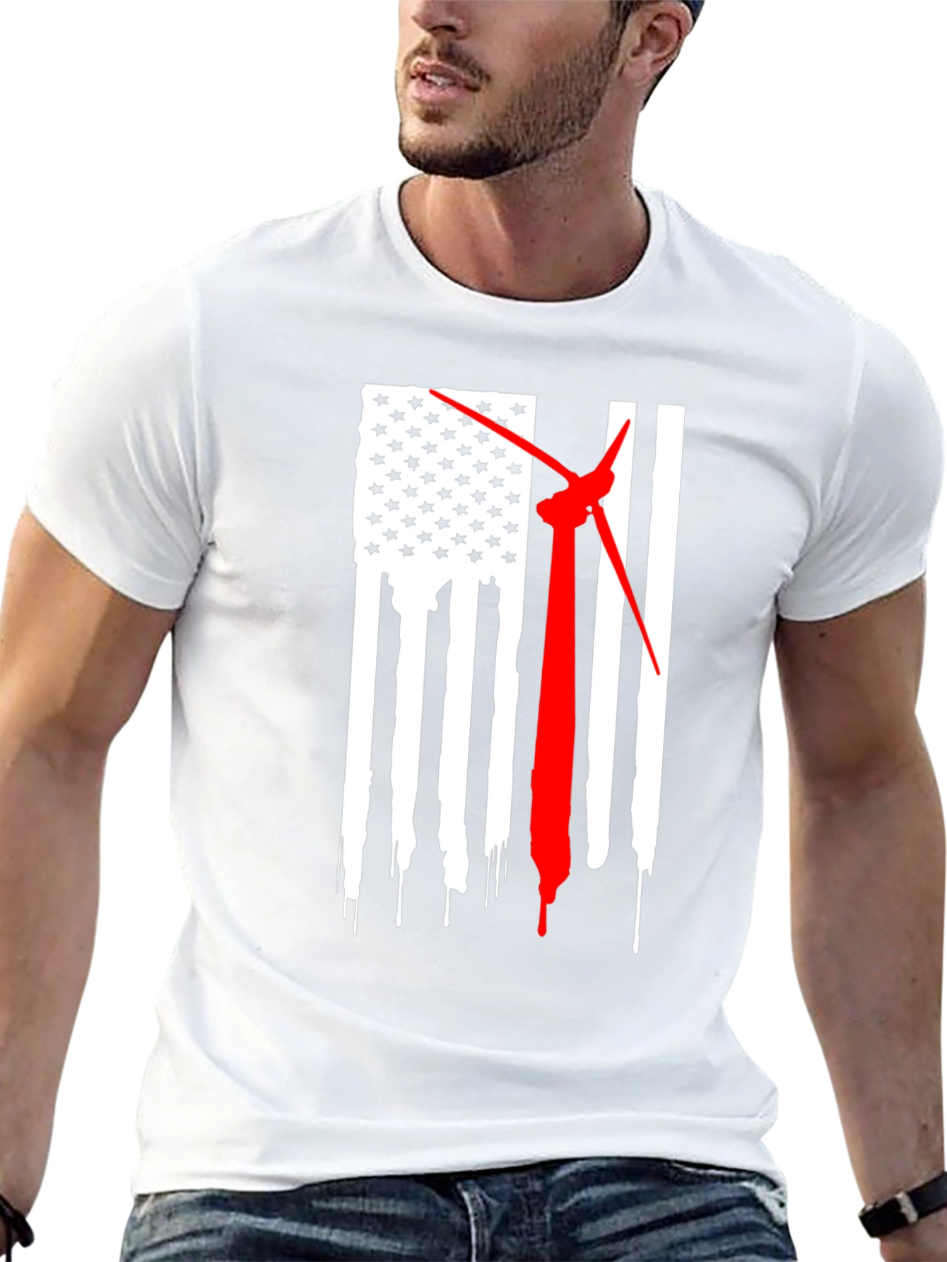 Wind Turbine American Flag T-Shirt