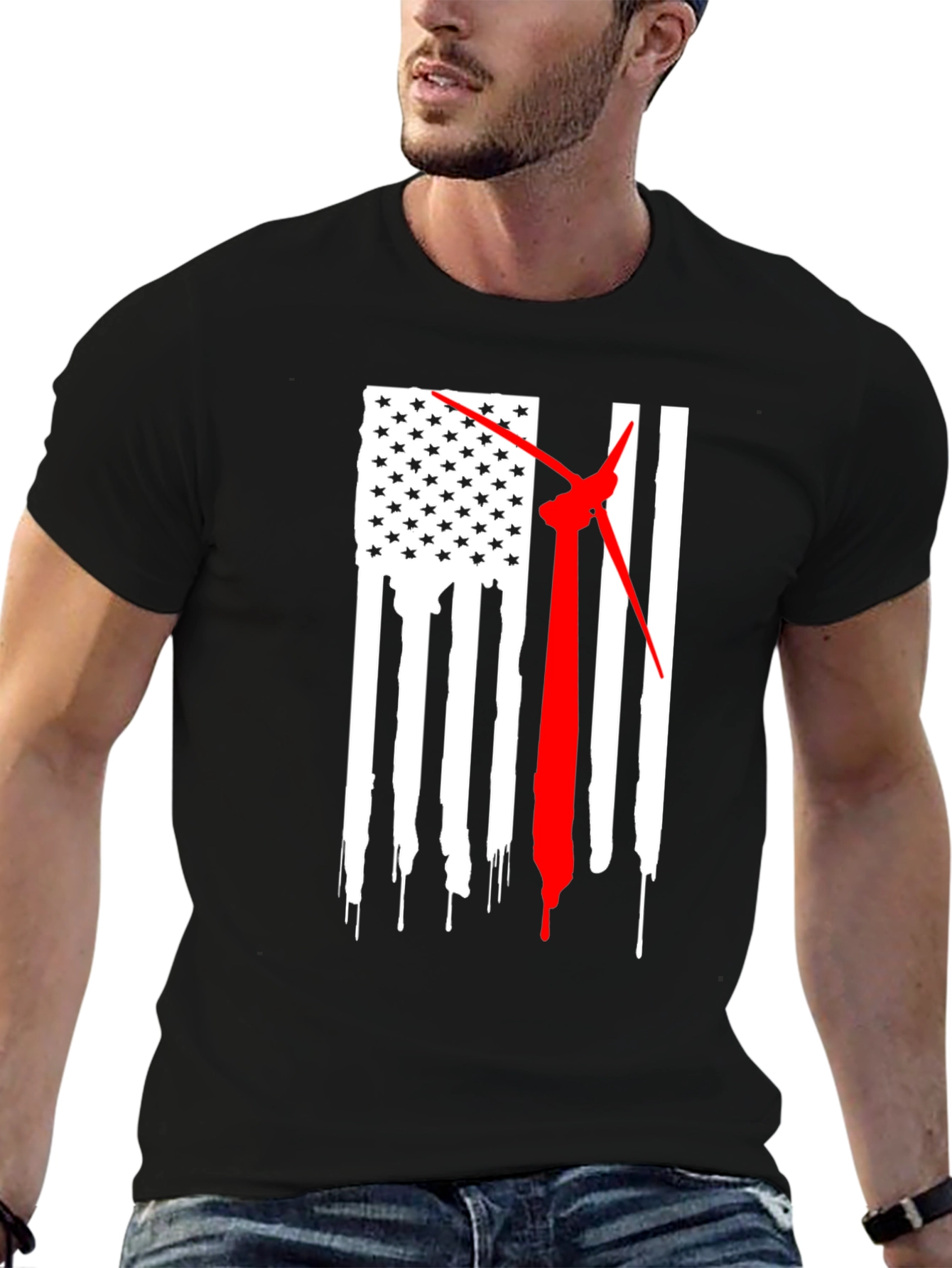 Wind Turbine American Flag T-Shirt
