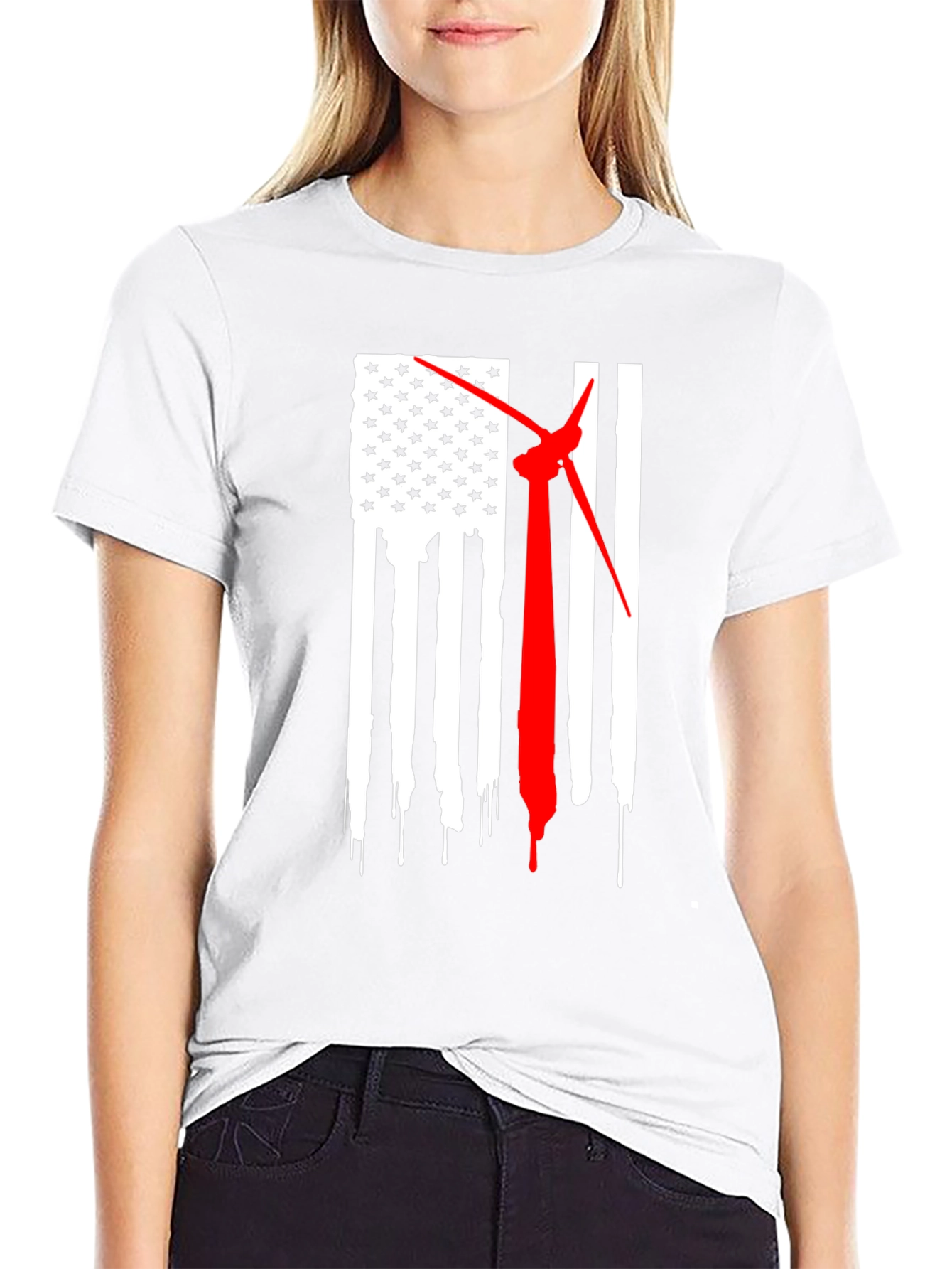 Wind Turbine American Flag T-Shirt