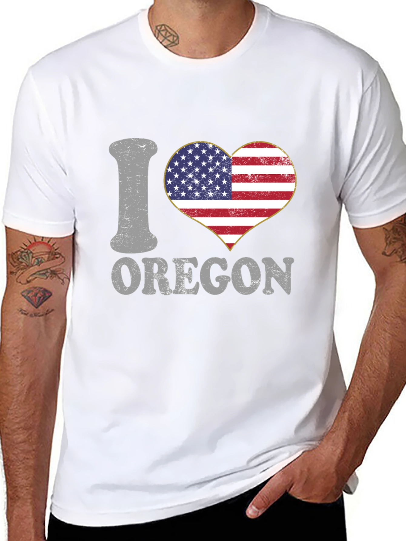 I Heart Oregon USA Flag Graphic Tee