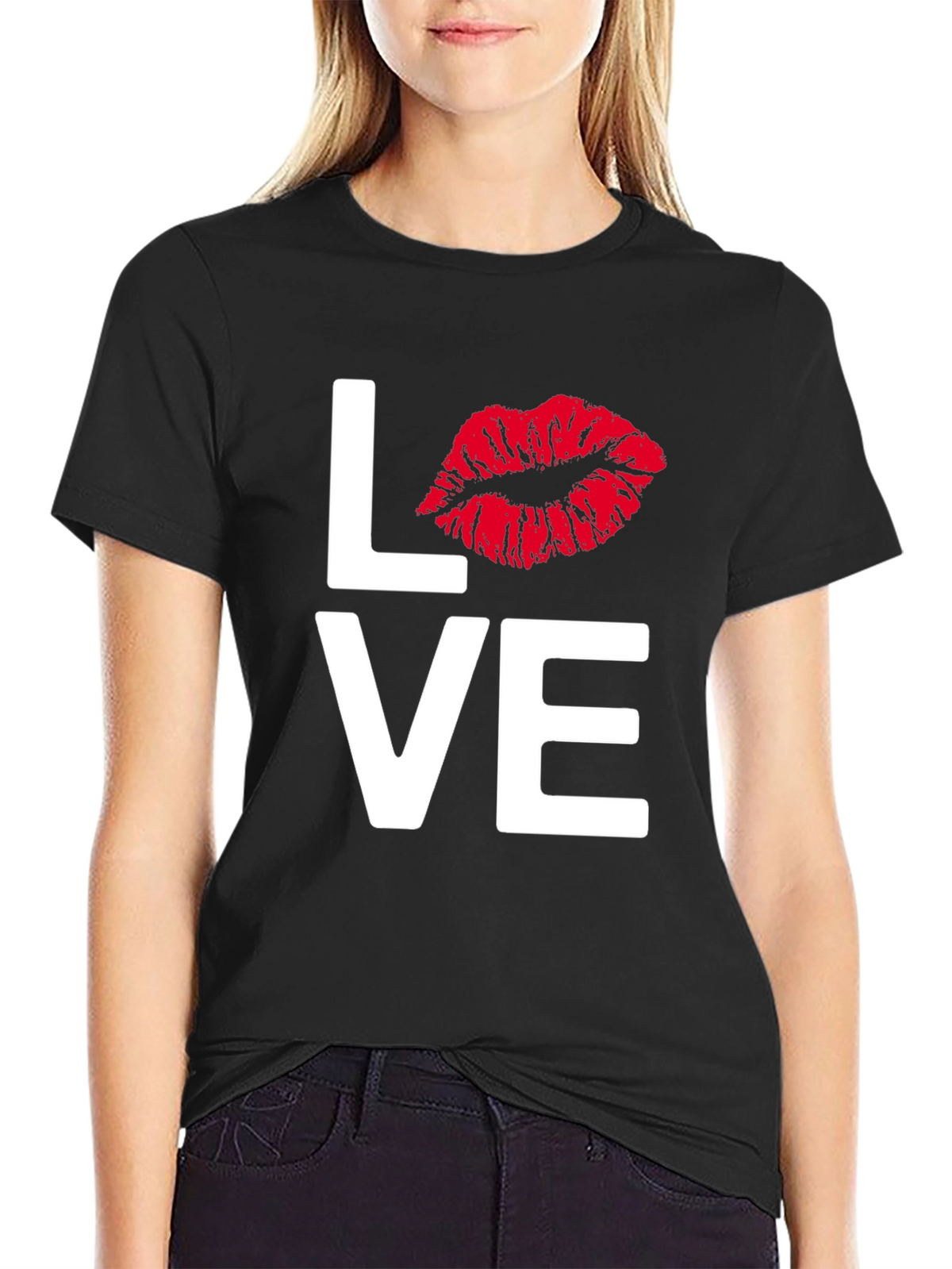 LOVE Lips Graphic Tee - Black