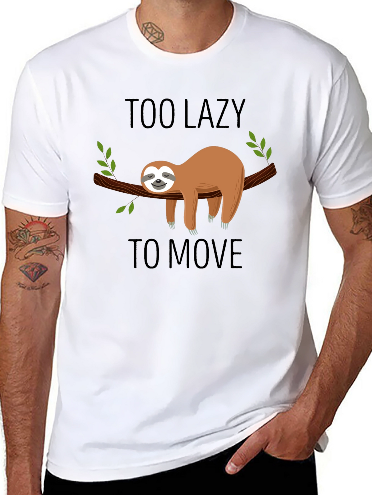 Lazy Sloth Graphic T-Shirt - Mens Black Tee