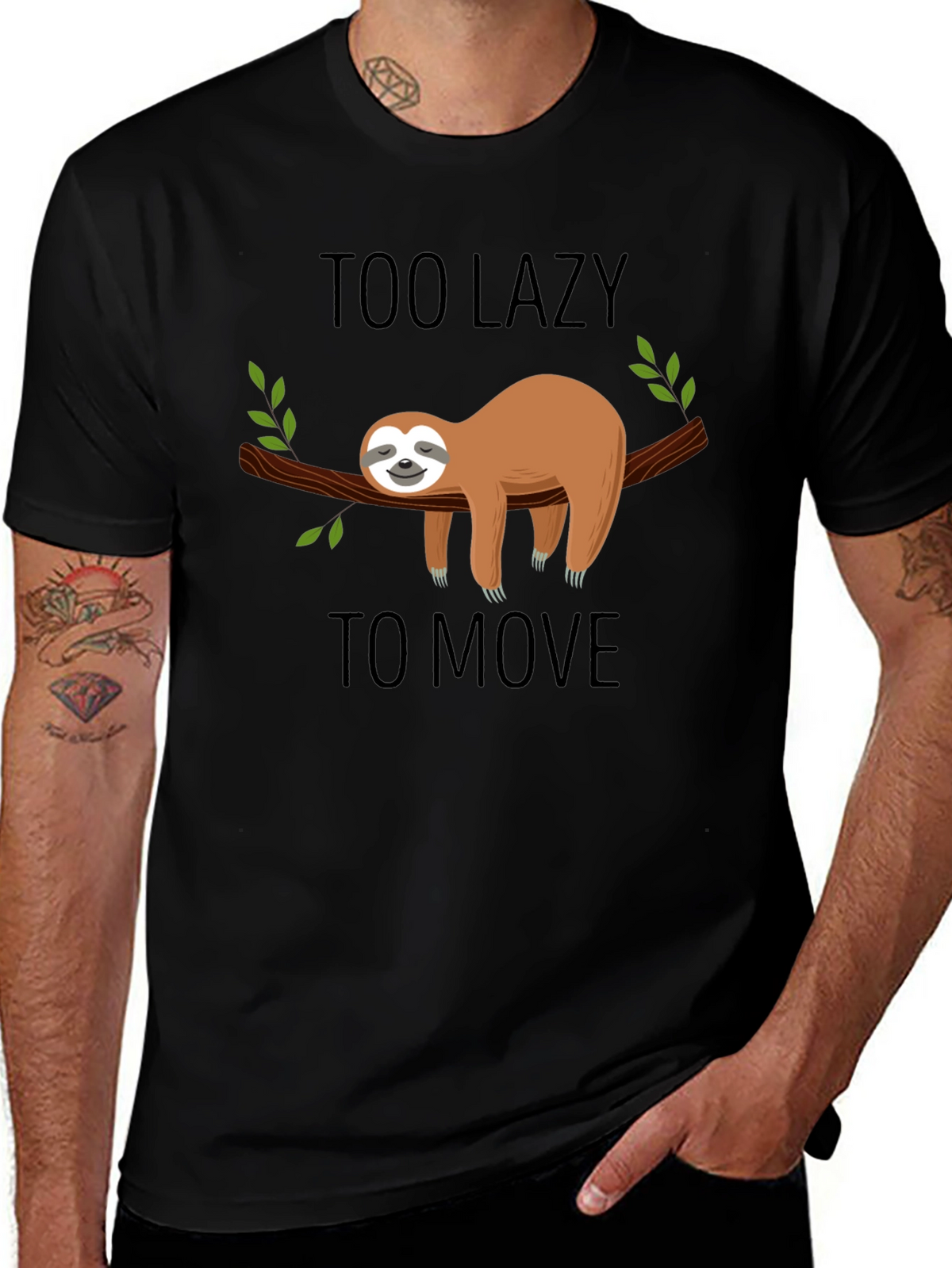 Lazy Sloth Graphic T-Shirt - Mens Black Tee