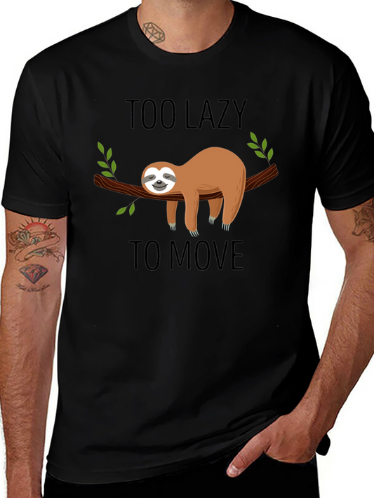Lazy Sloth Graphic T-Shirt - Mens Black Tee