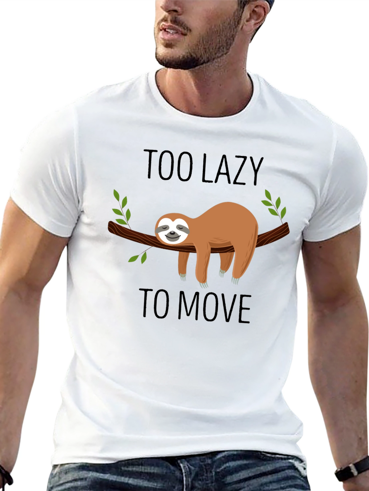 Lazy Sloth Graphic T-Shirt - Mens Black Tee