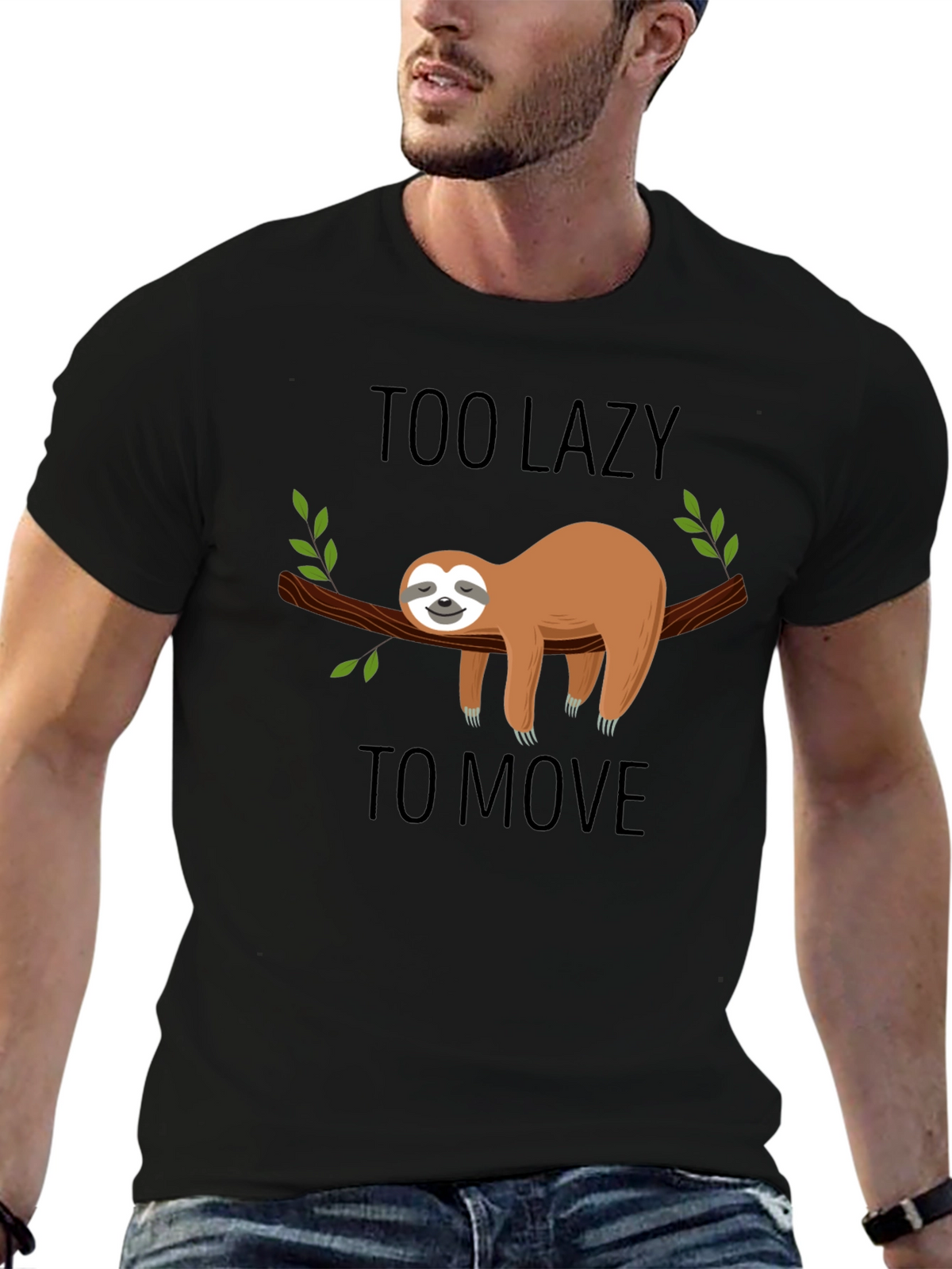 Lazy Sloth Graphic T-Shirt - Mens Black Tee