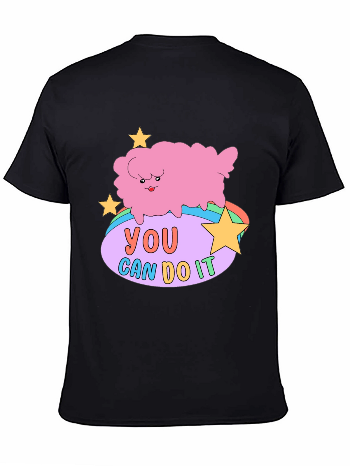 Motivating Cartoon Cloud Black T-Shirt