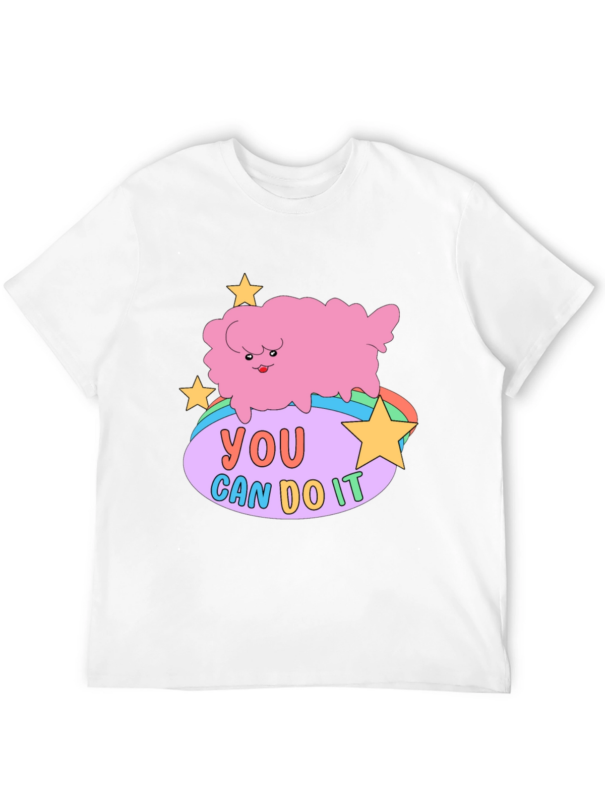 Motivating Cartoon Cloud Black T-Shirt