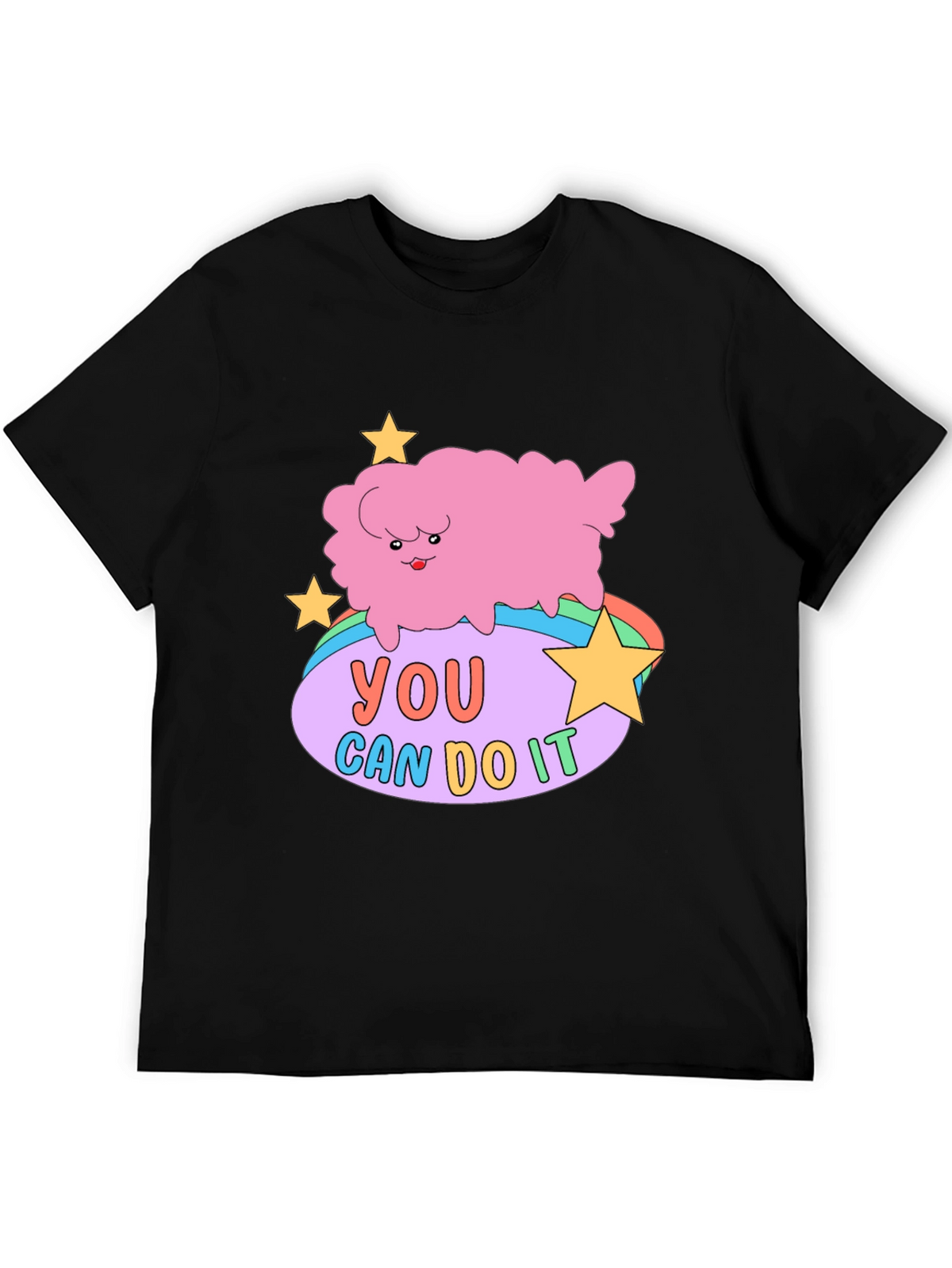 Motivating Cartoon Cloud Black T-Shirt