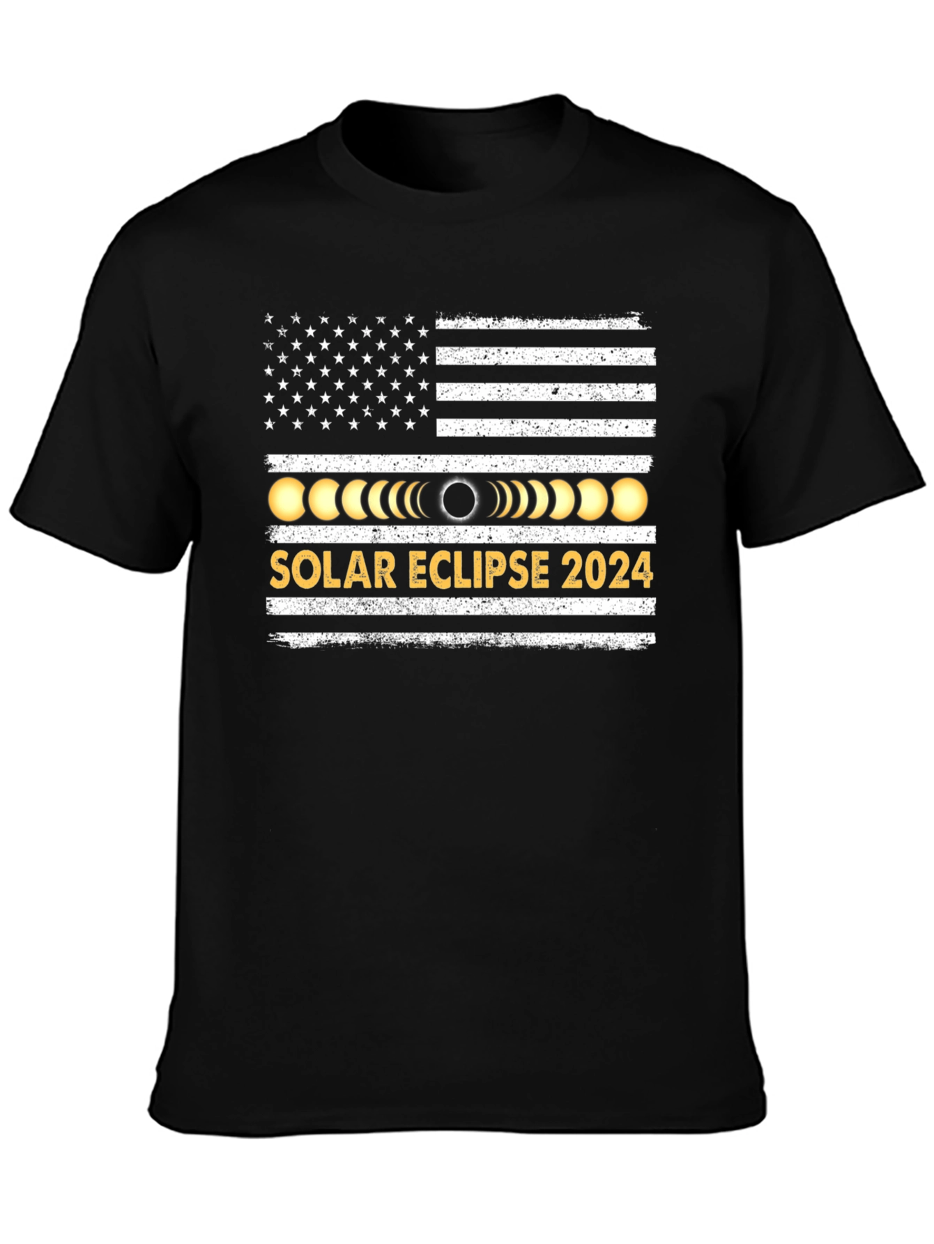 Solar Eclipse 2024 USA Flag T-Shirt