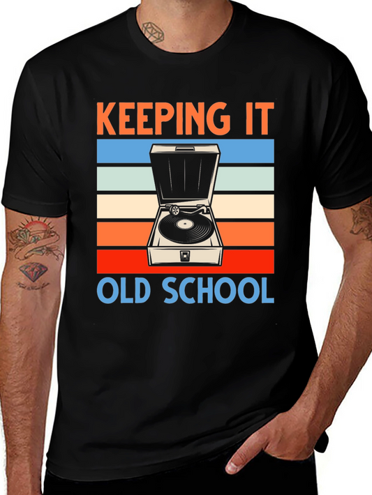 Keeping It Old School Retro Record Player Graphic Tee