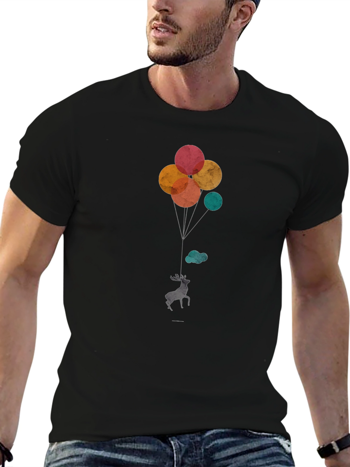 Deer Balloons Graphic T-Shirt