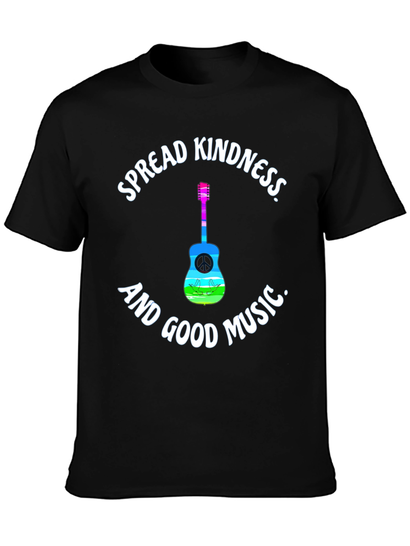 Spread Kindness Music Tee - Black Cotton T-Shirt