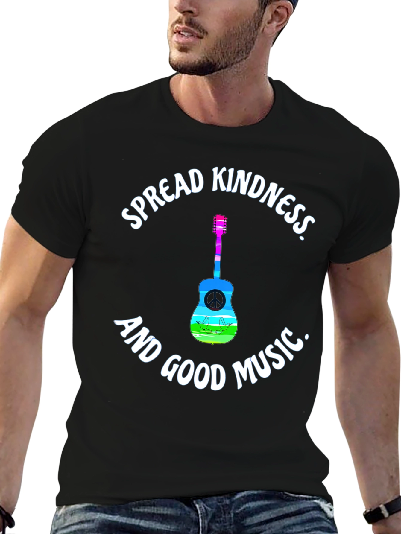 Spread Kindness Music Tee - Black Cotton T-Shirt