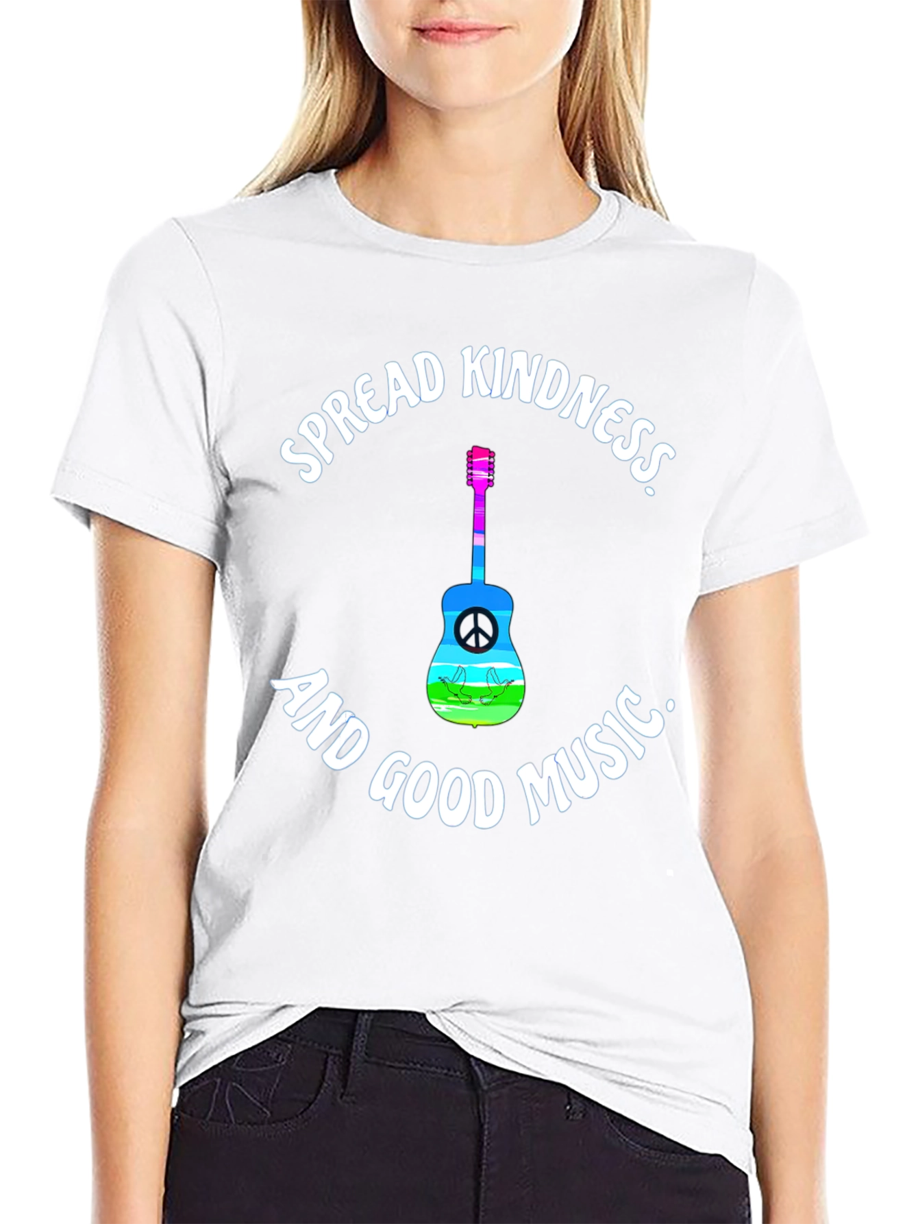 Spread Kindness Music Tee - Black Cotton T-Shirt