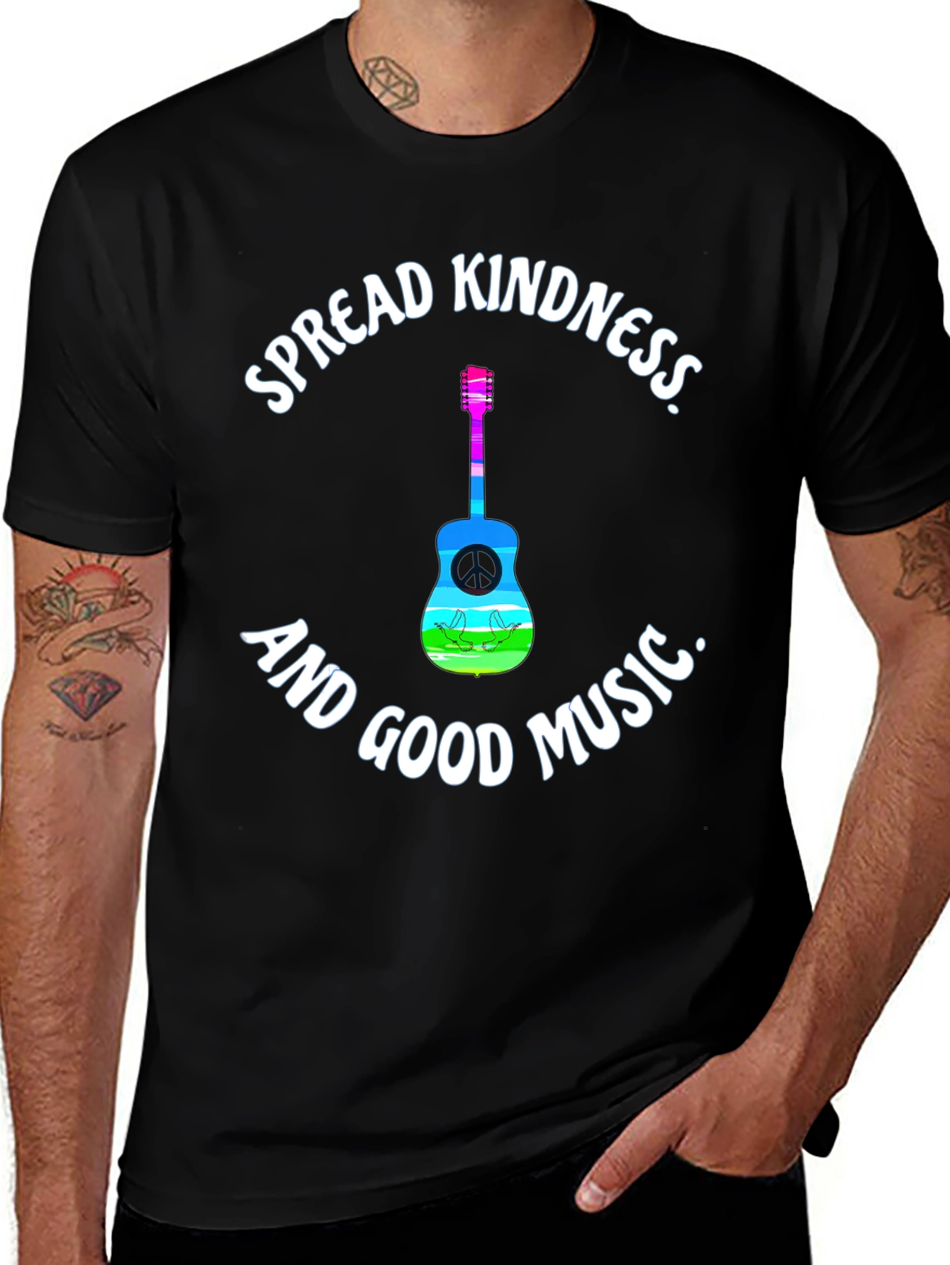 Spread Kindness Music Tee - Black Cotton T-Shirt