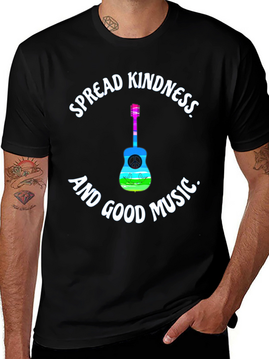 Spread Kindness Music Tee - Black Cotton T-Shirt
