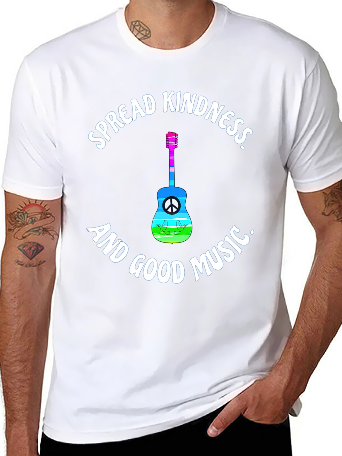 Spread Kindness Music Tee - Black Cotton T-Shirt
