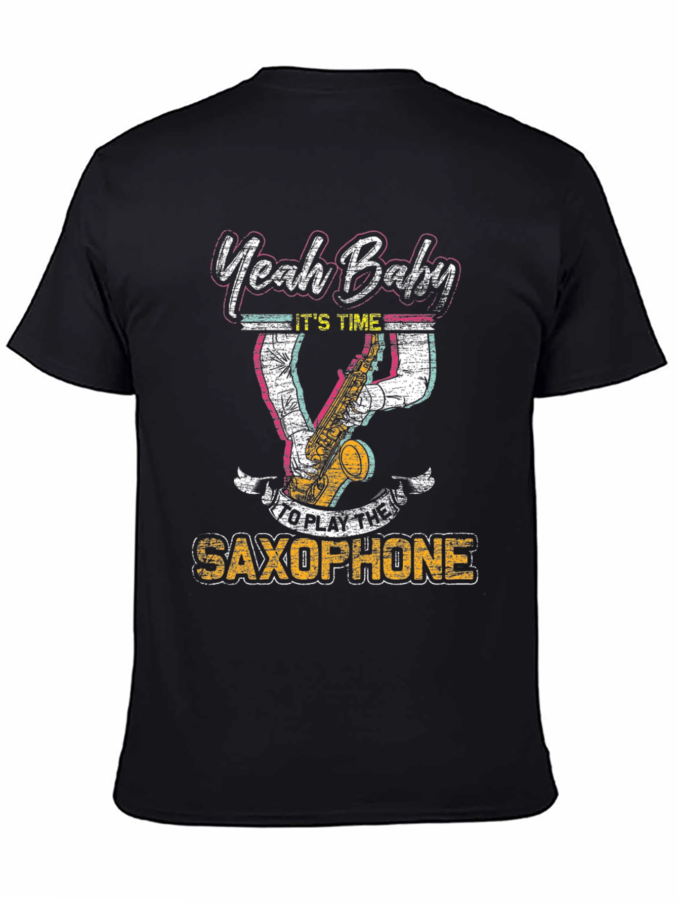 Yeah Baby Saxophone Graphic T-Shirt - Black