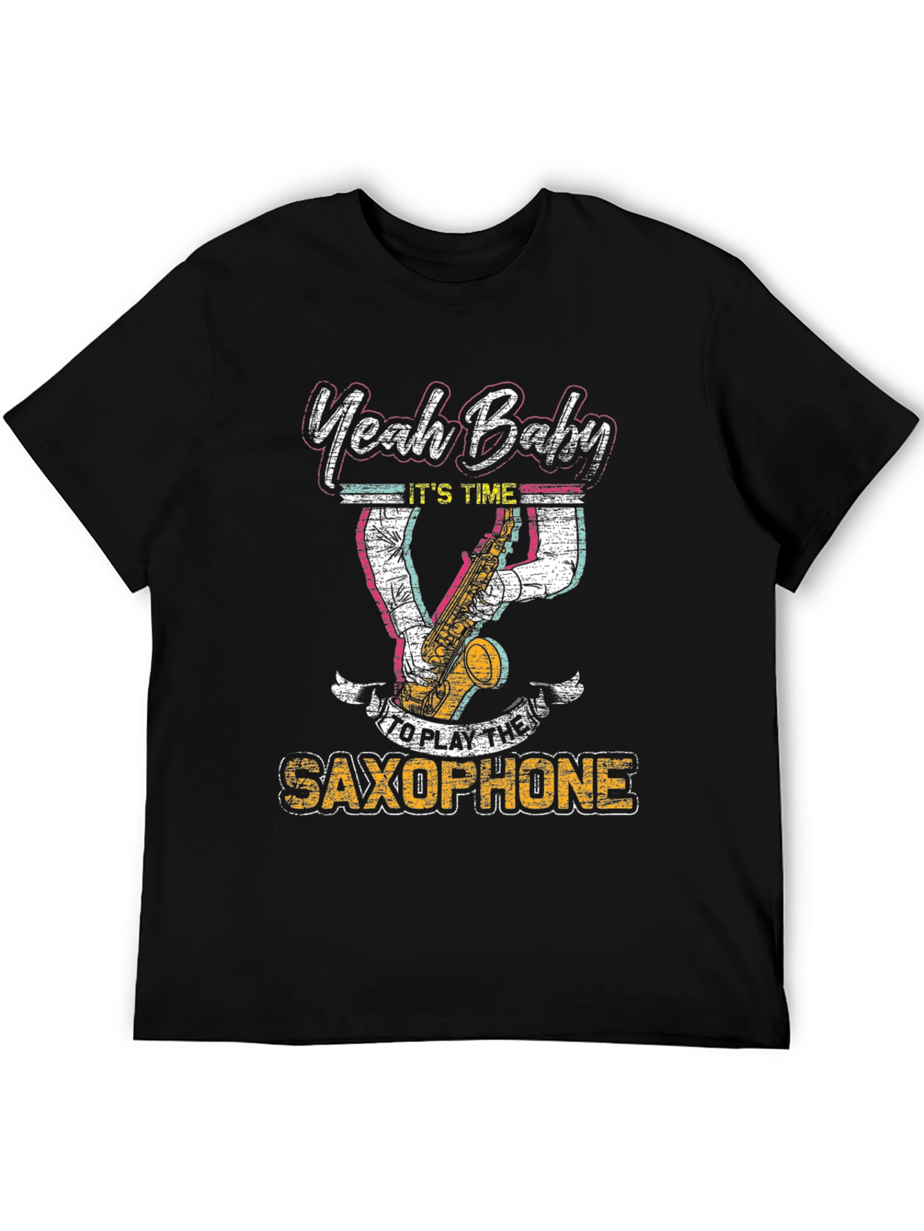Yeah Baby Saxophone Graphic T-Shirt - Black