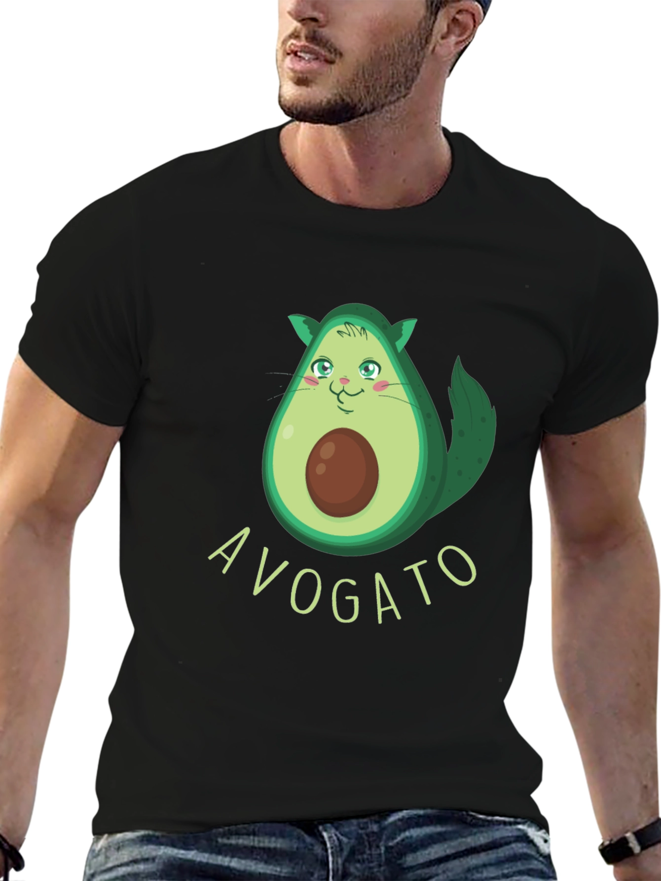 Avogato Funny Avocado Cat Graphic Tee